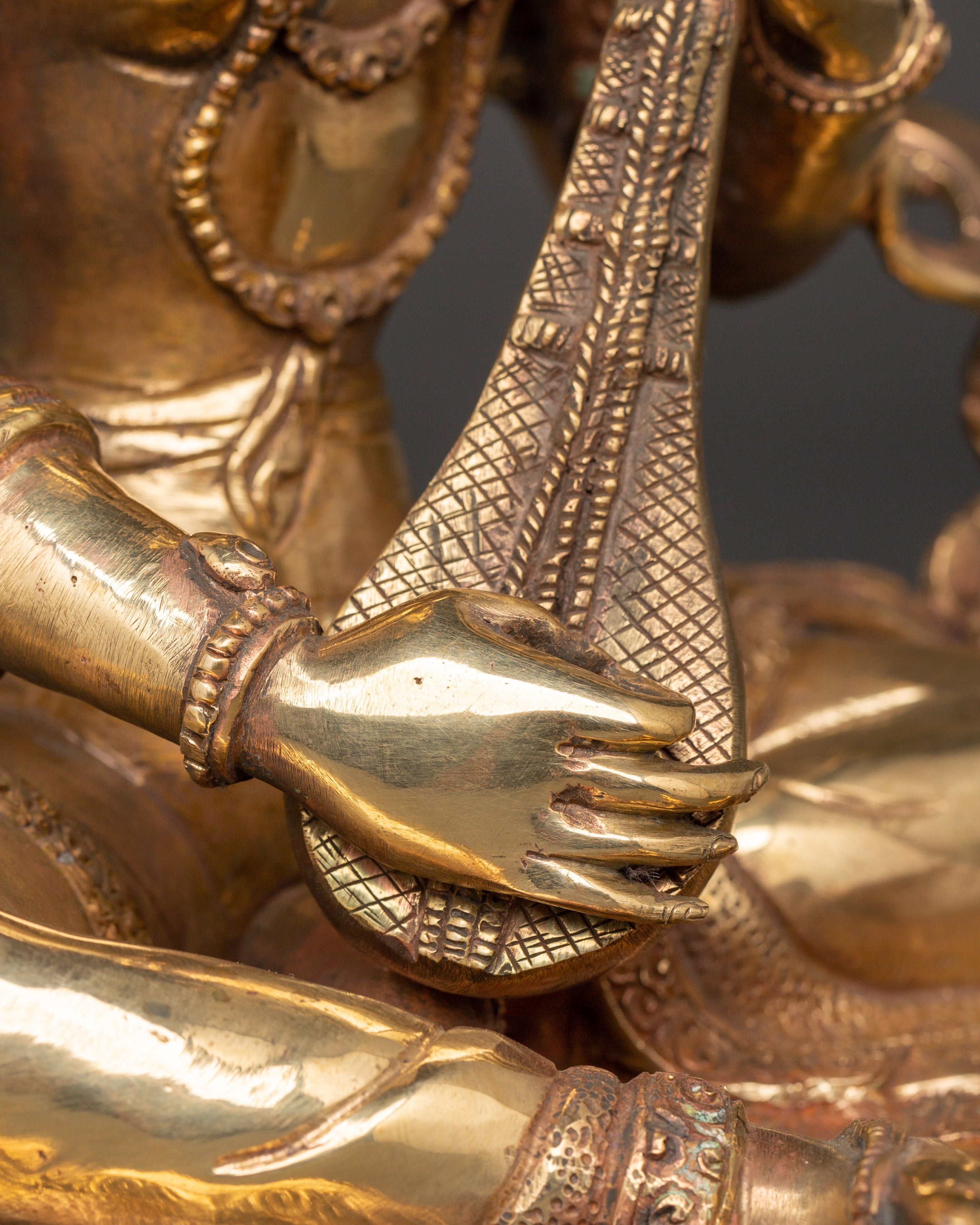 Saraswati Goddess Statue in Copper | Wisdom Deity Sculpture