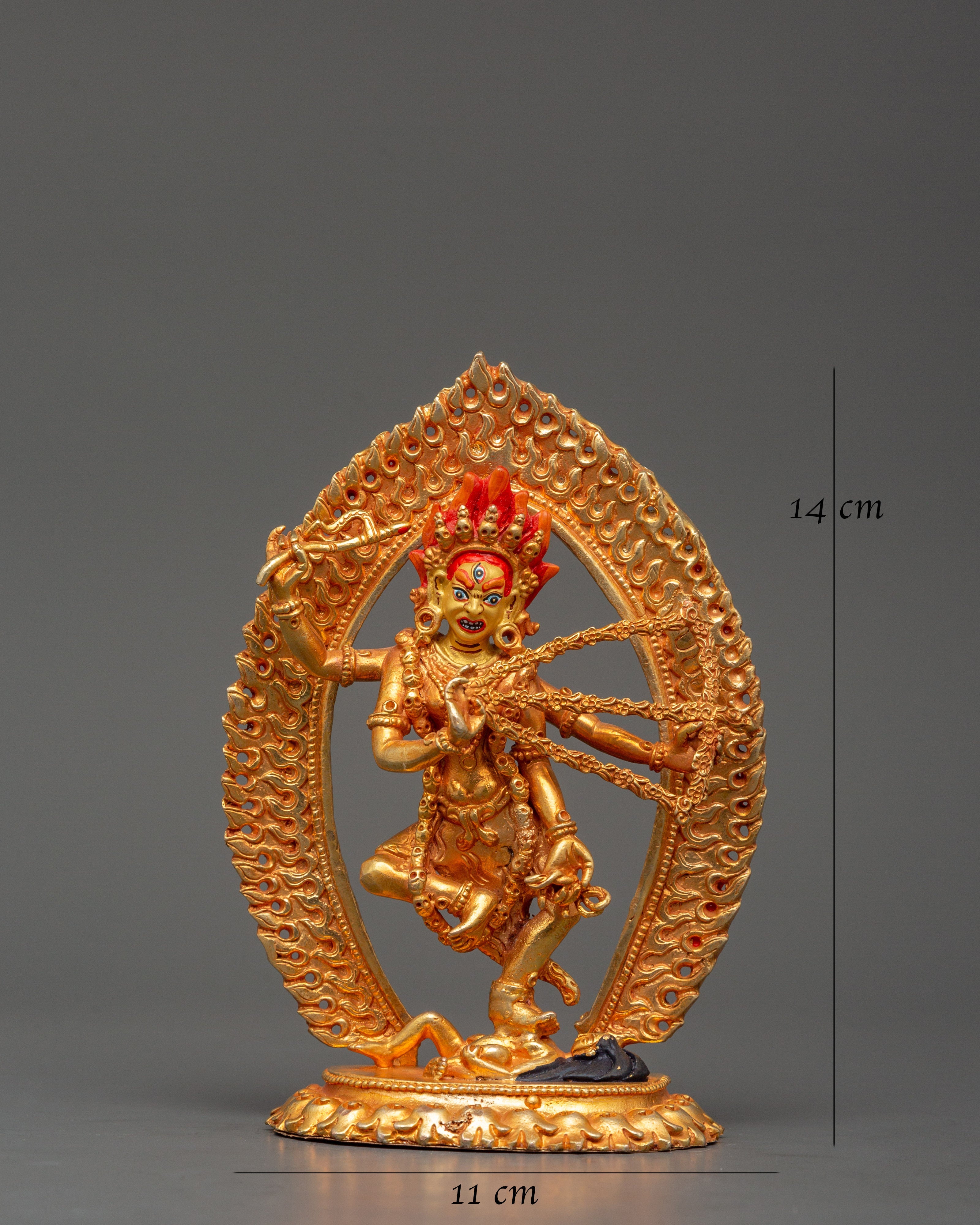 Semi-Wrathful Kurukulla Statue | Tibetan Sculpture of Dakini Red Tara