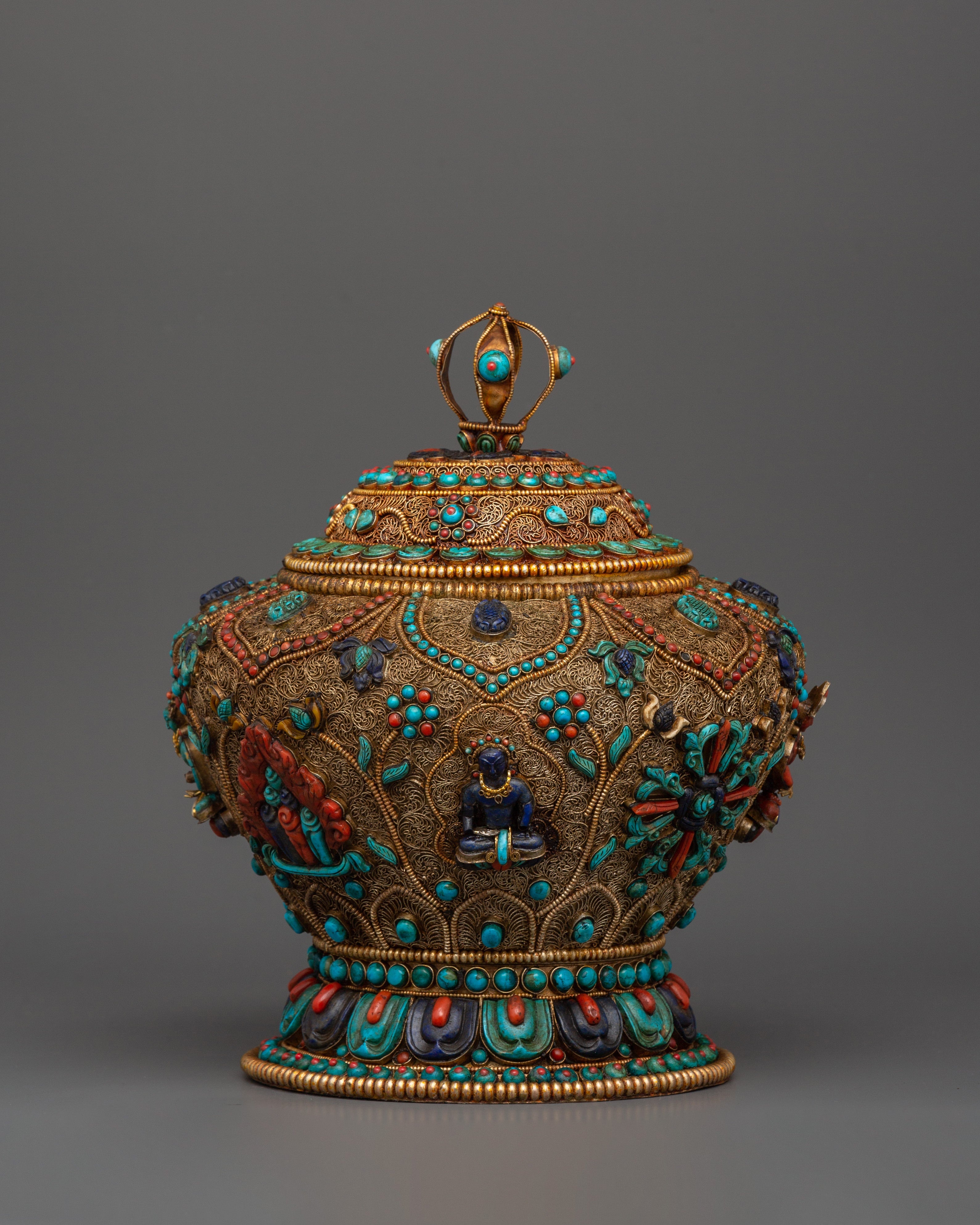 Large Handcrafted Tibetan Rice Bowl | Offering Bowl for Altar and Sacred Space