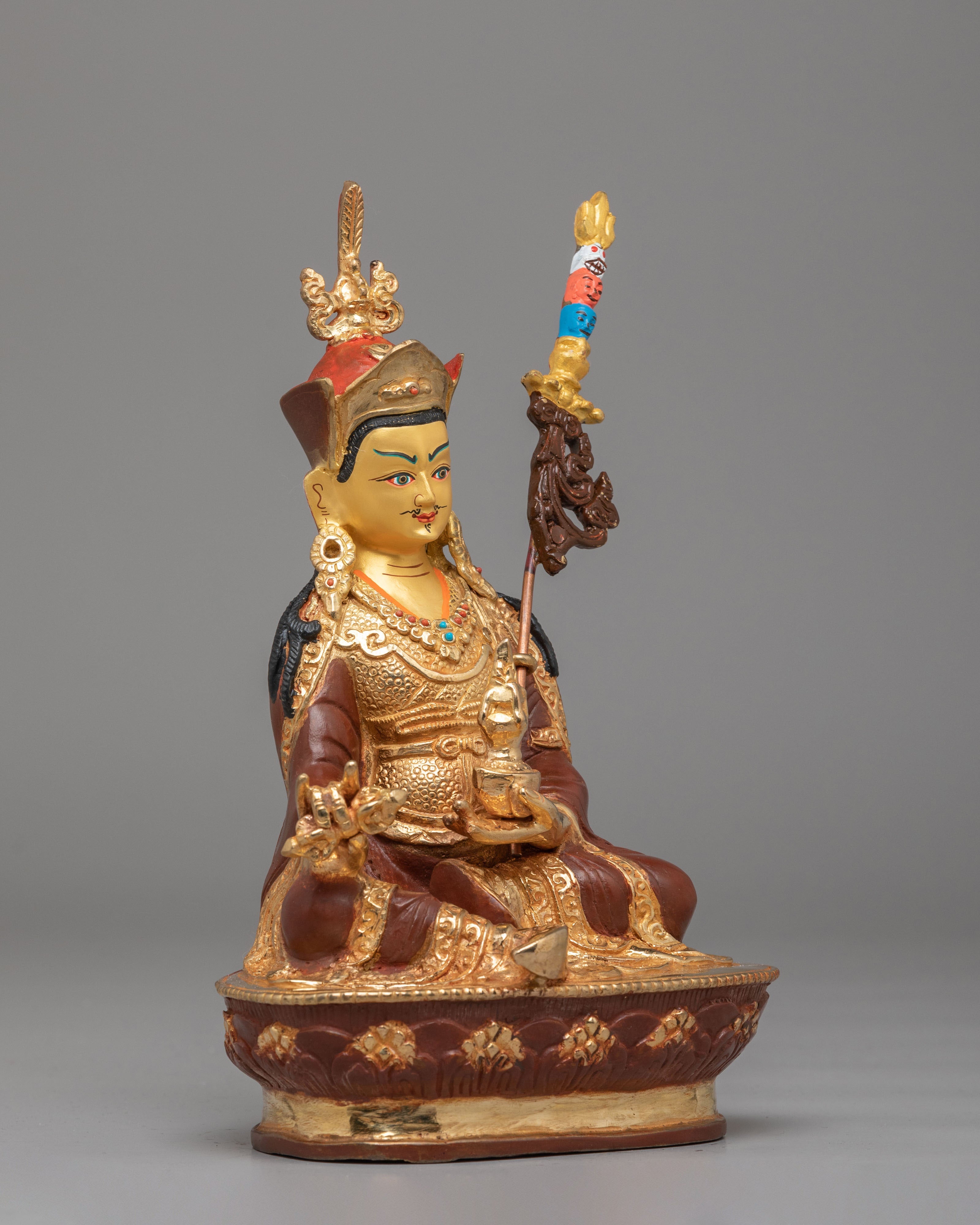 Buddhist Protector Guru Rinpoche Statue | 24K Gold Gilded Tibetan Art