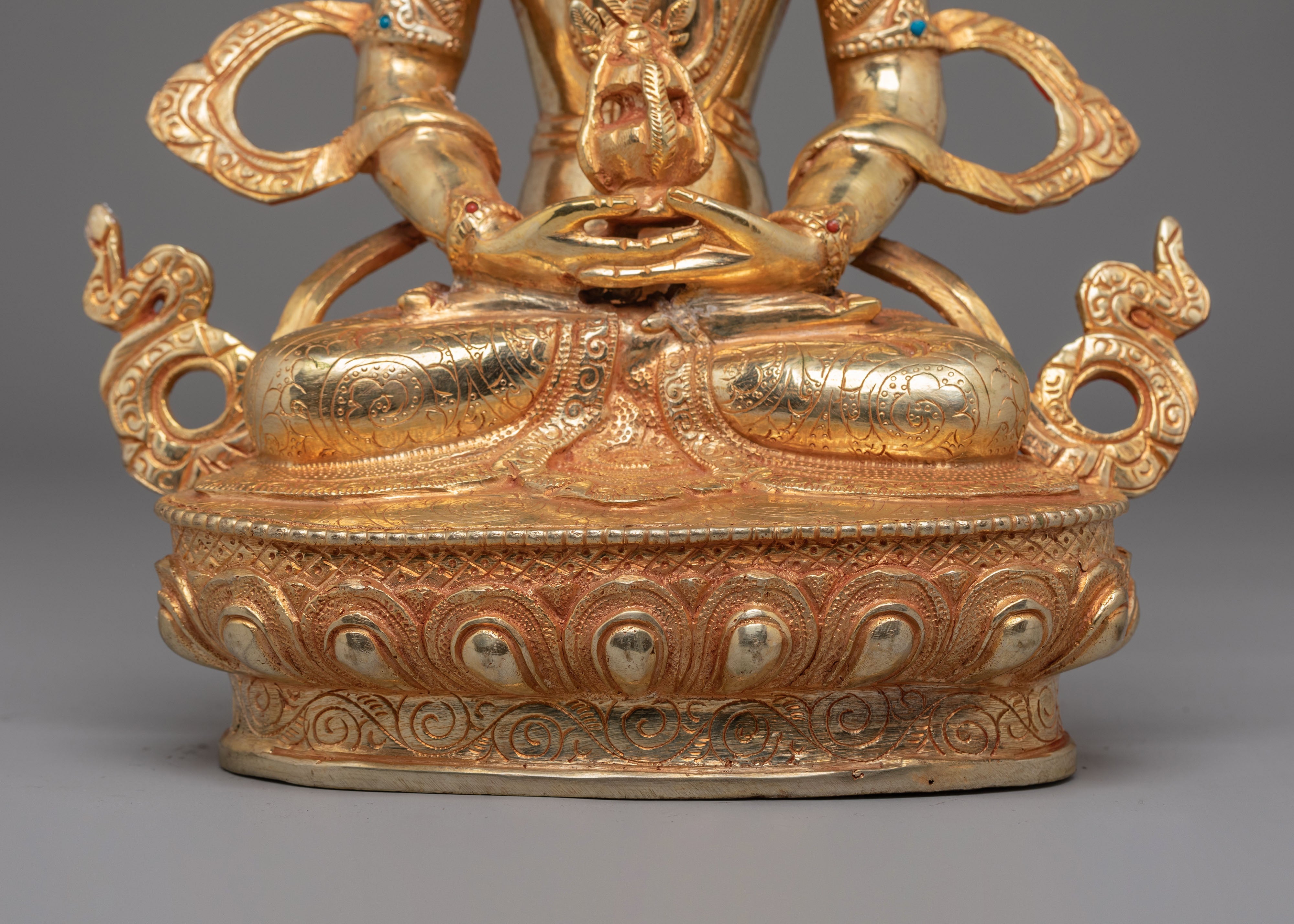 Traditional Amitayus Sculpture | 24K Mercury Gold Plated Copper Statue