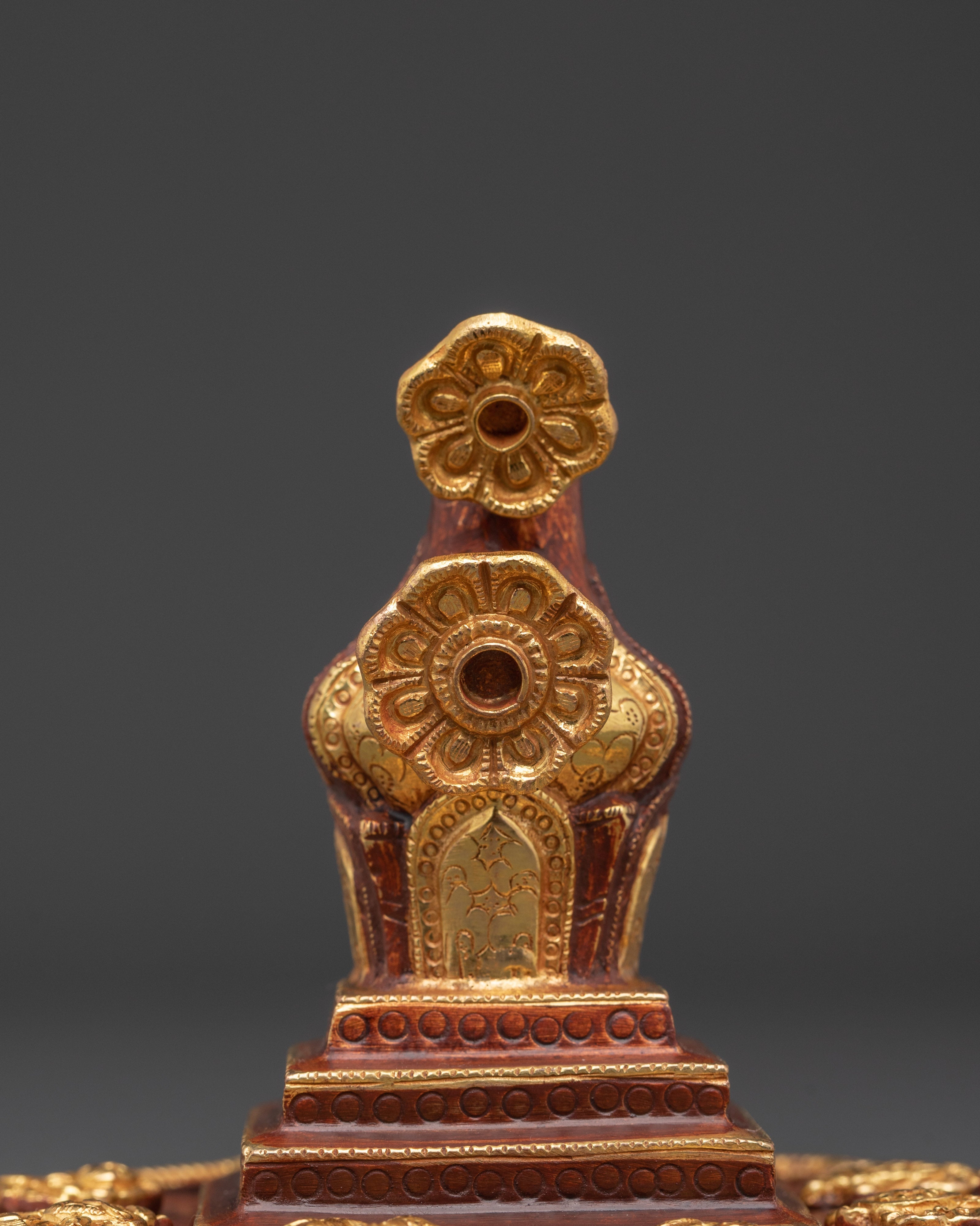 Handcrafted Tibetan Torma Offering | Copper Body, Gold Plated