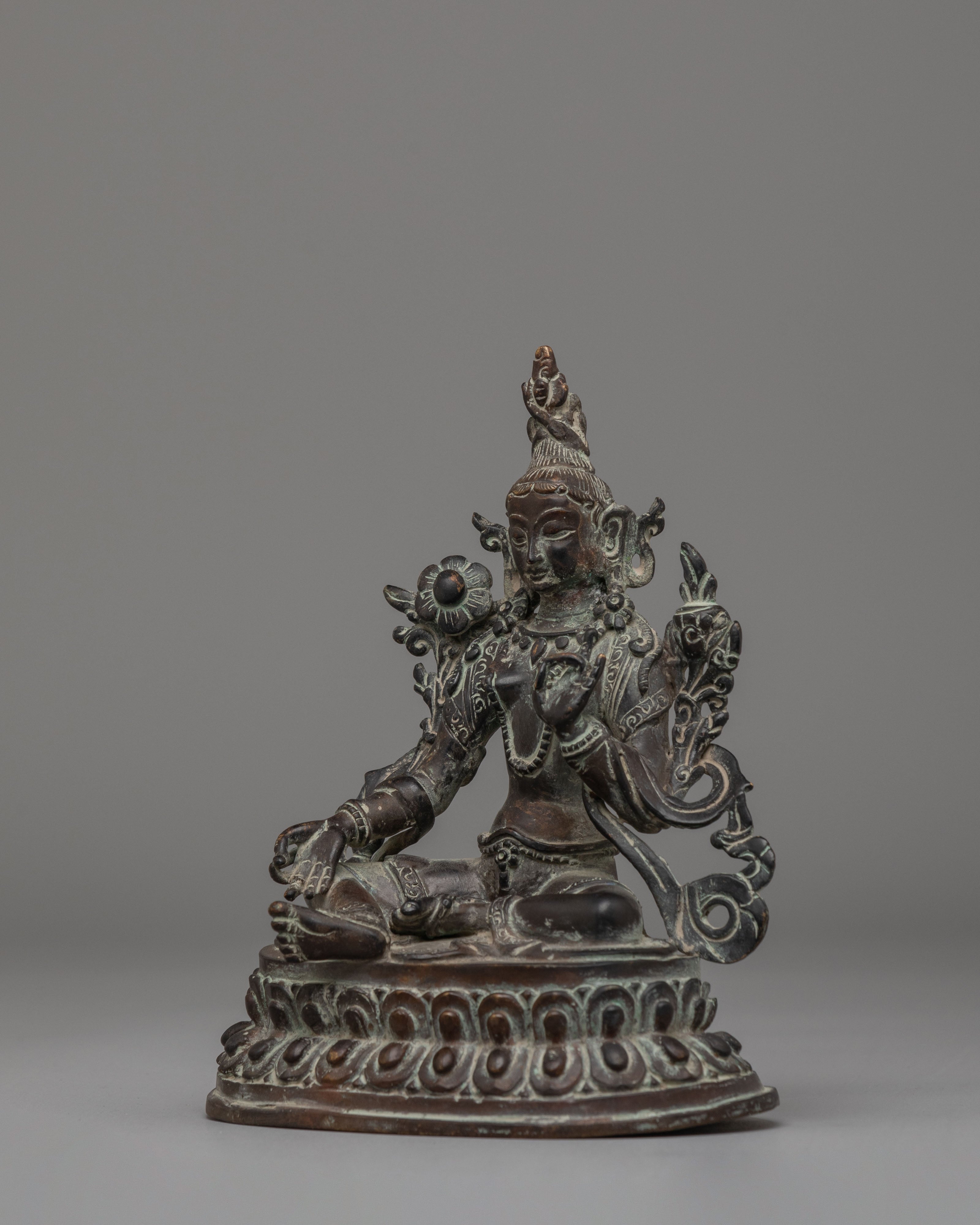 Traditional Green Tara Sculpture | Handcrafted Tibetan Goddess Figurine