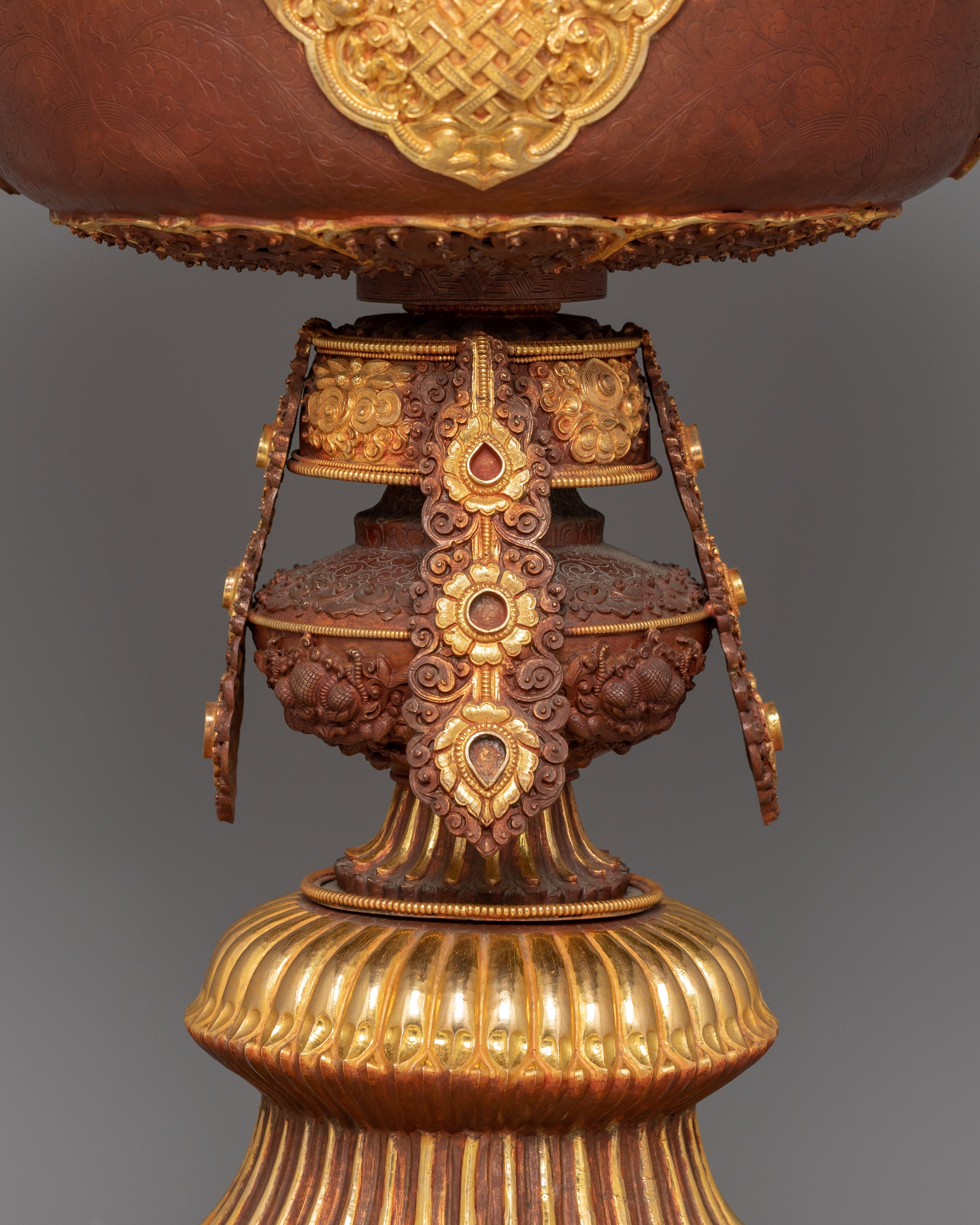 Oxidized Copper Butter Lamp Set | Sacred Tibetan Shrine Decor