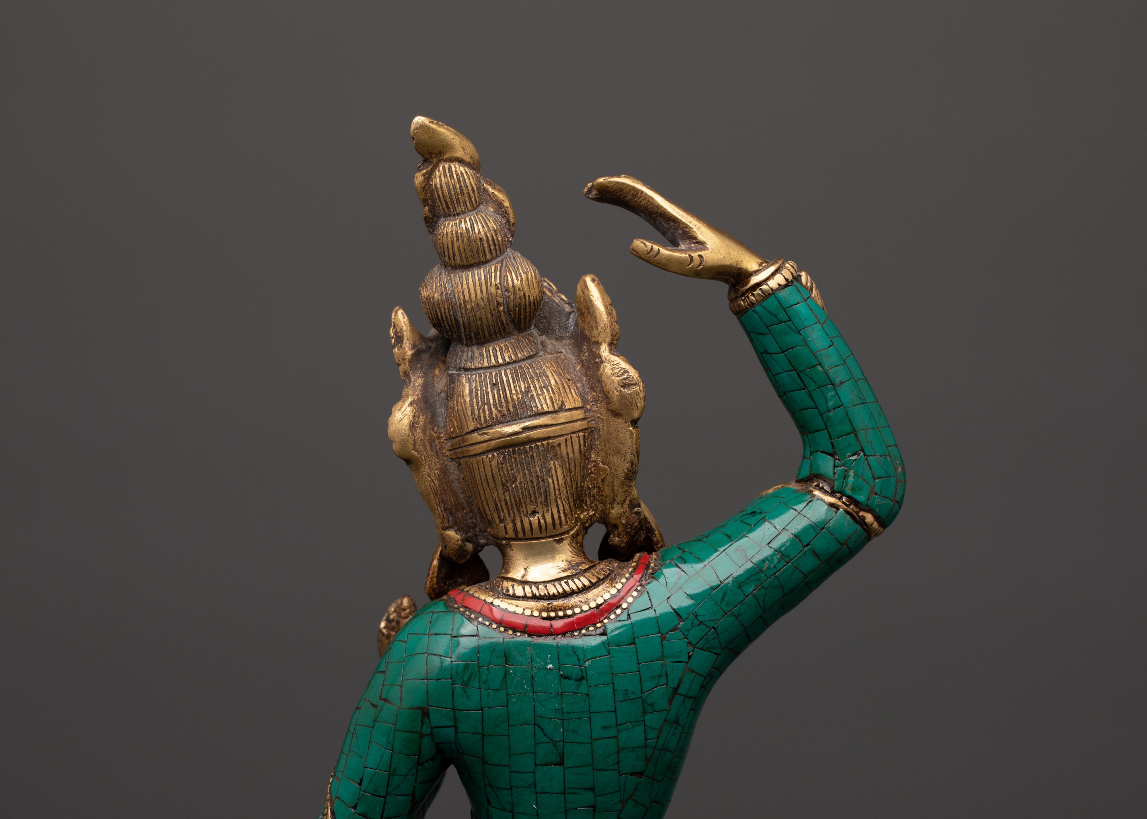 Maya Devi brass statue with Turquoise | Sacred Feminine Art