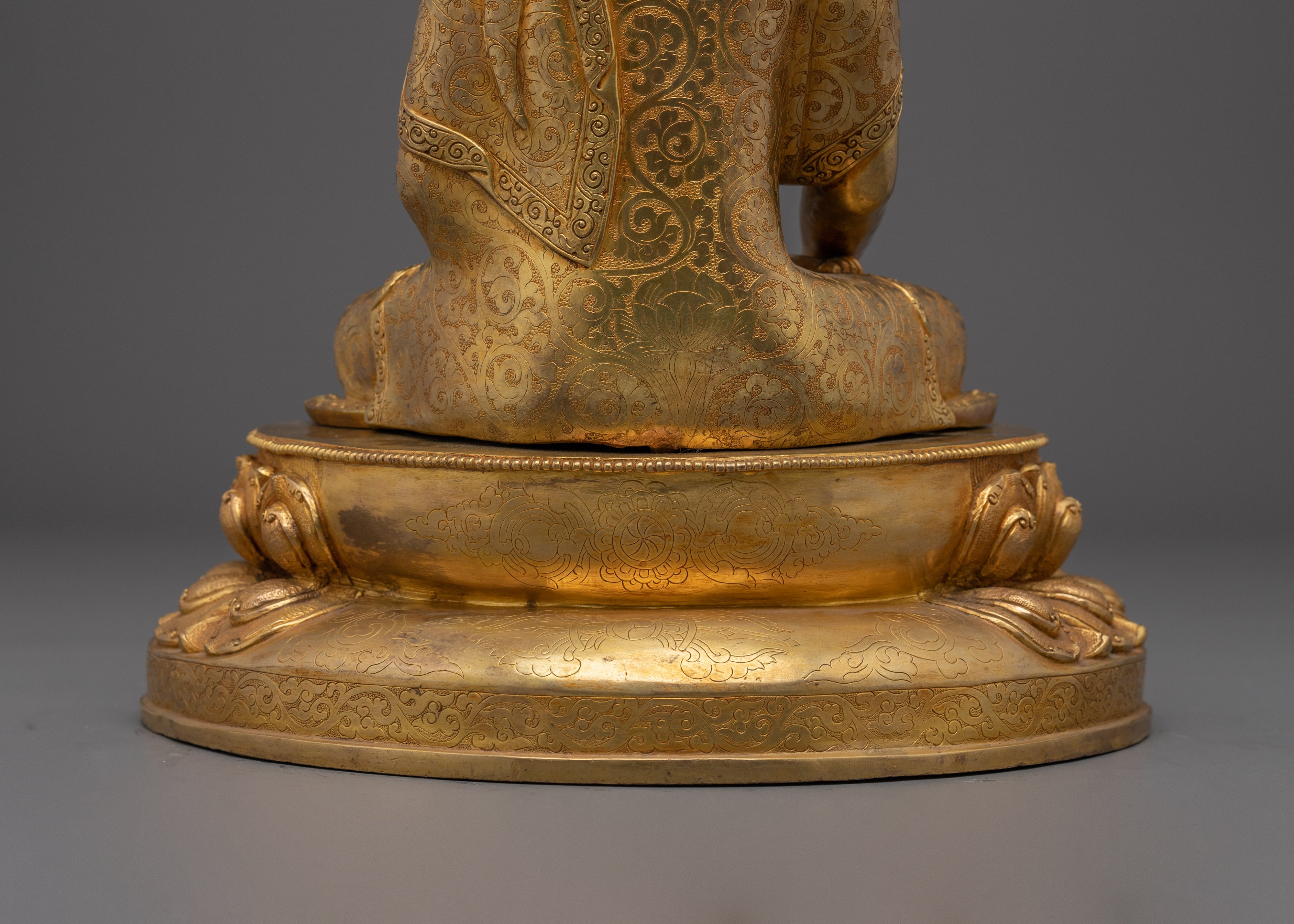 Copper Shakyamuni Buddha in Bhumisparsha Murda | Fire Gold Plated
