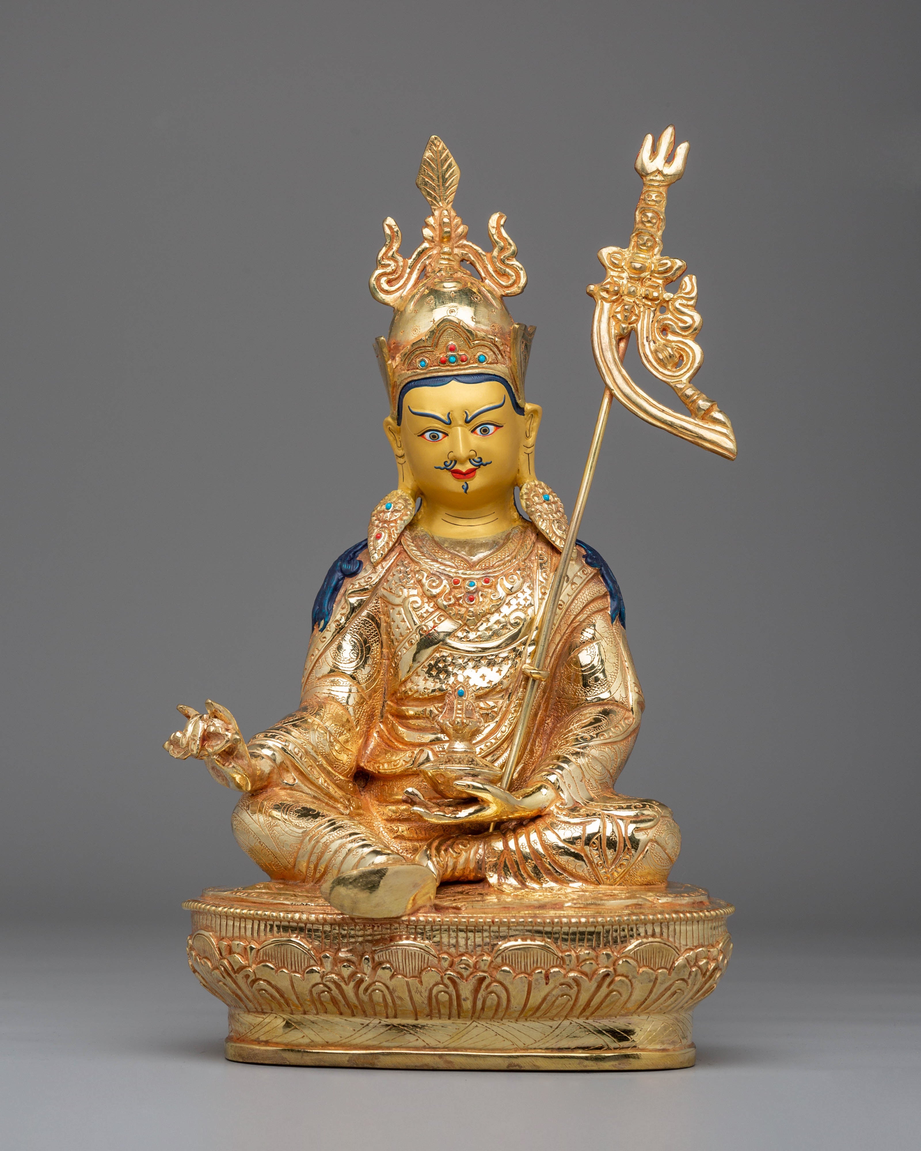 Handcrafted Golden Statue of Buddha Dharma Sangha | Tibetan Buddhism Artwork