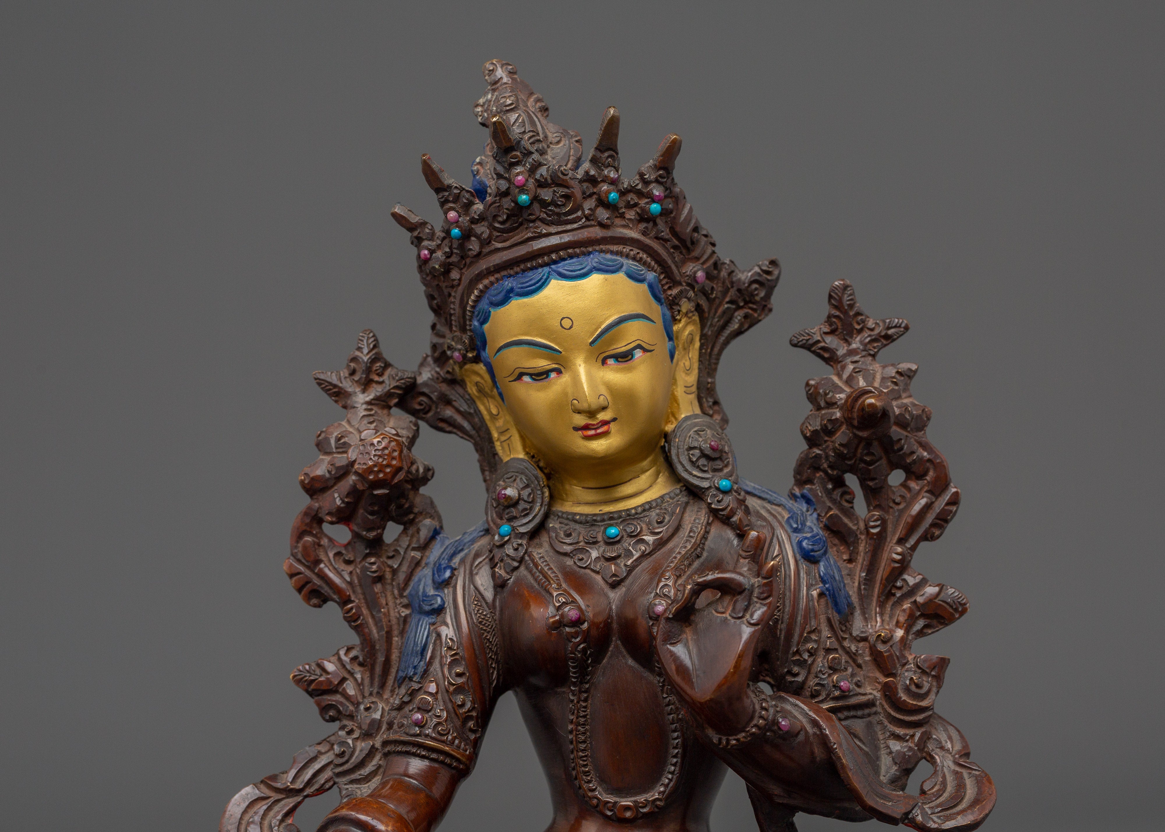 Tibetan Buddhist Deity Green Tara Statue | Goddess of Compassion and Protection
