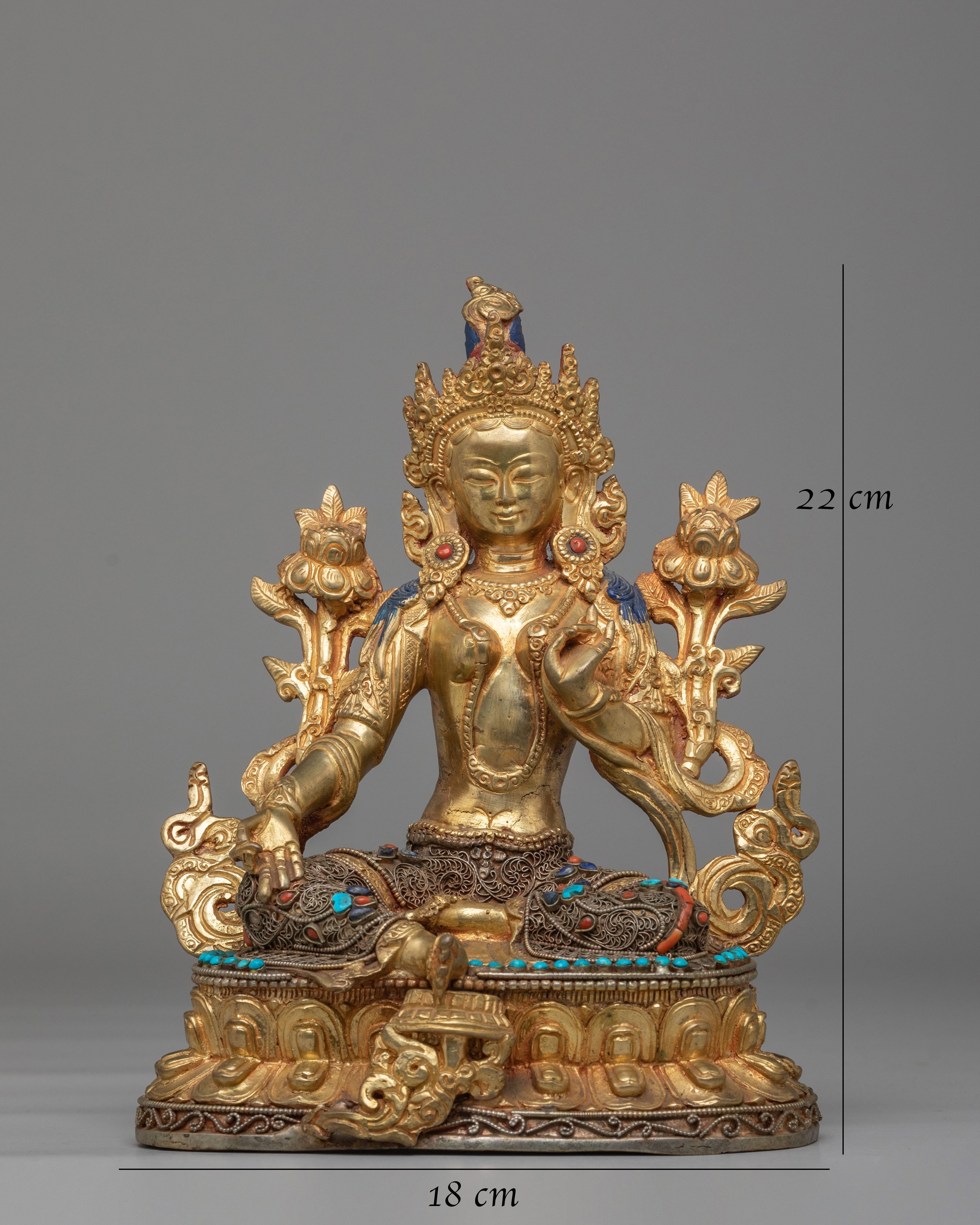 Spiritual Shyama Tara Statue for Altar | Handcrafted Copper Figure