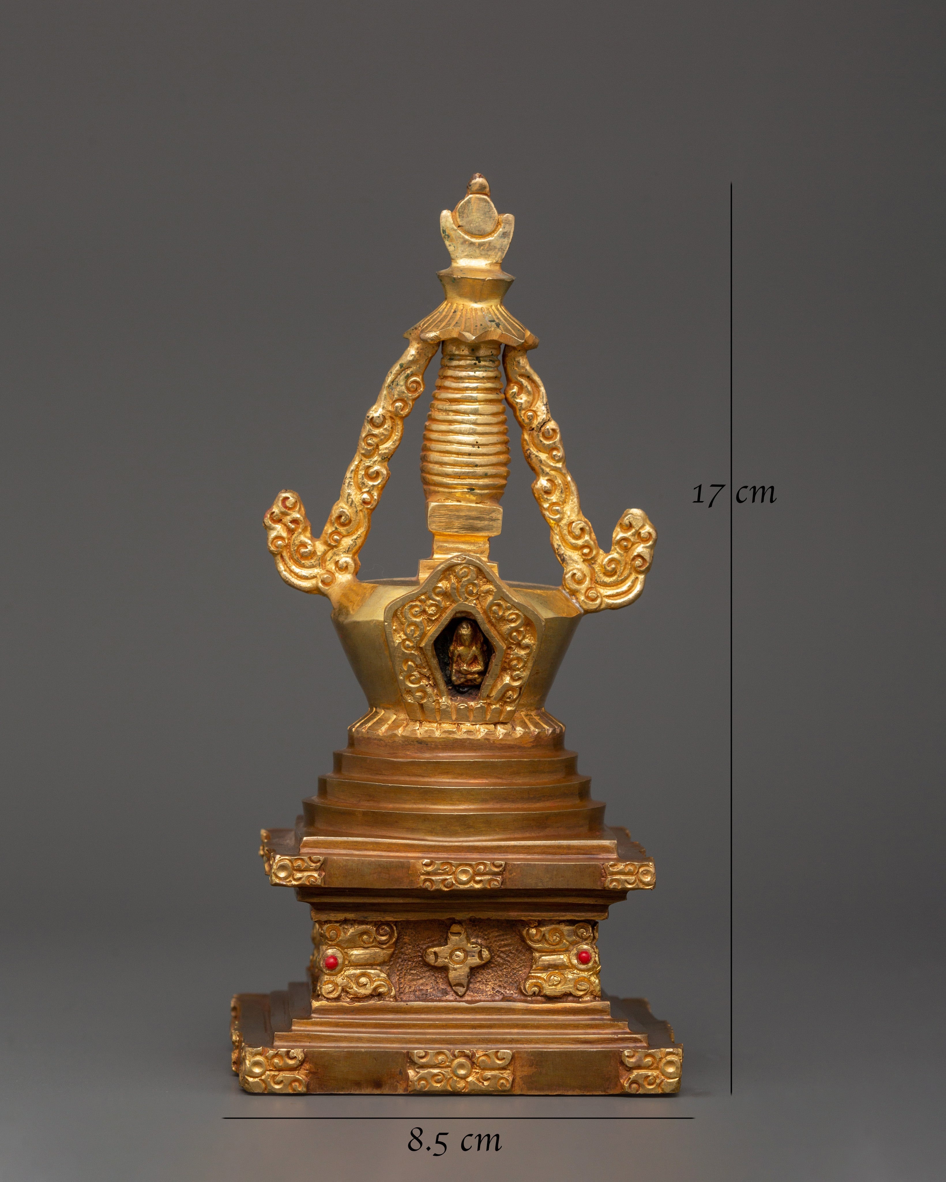Sacred Tibetan Stupa Statue | Tibetan Buddhist Shrine Artifact