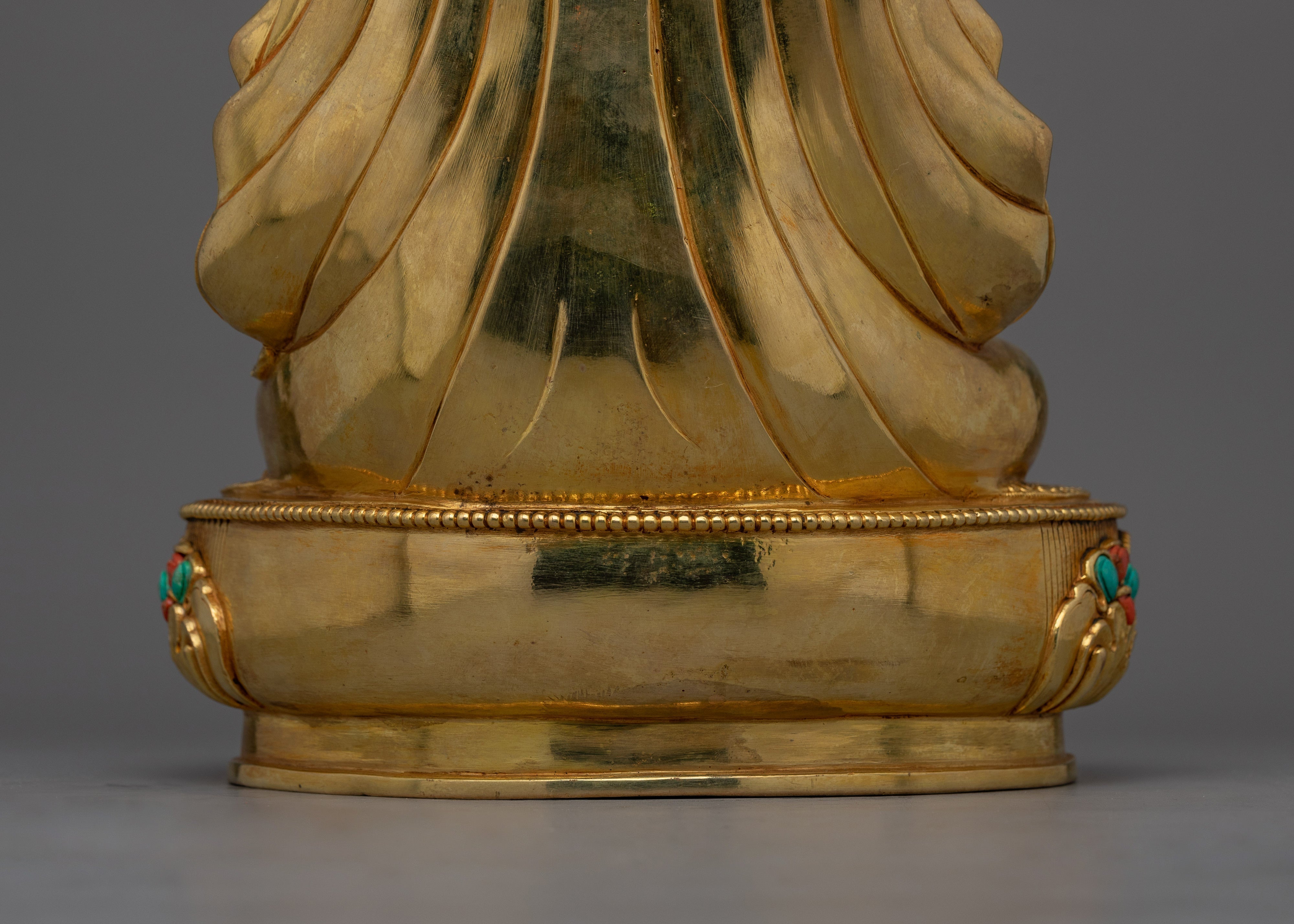 Rare Guru Tsokye Dorje Statue | 24K Gold Gilded with Hand-Carved Gemstones