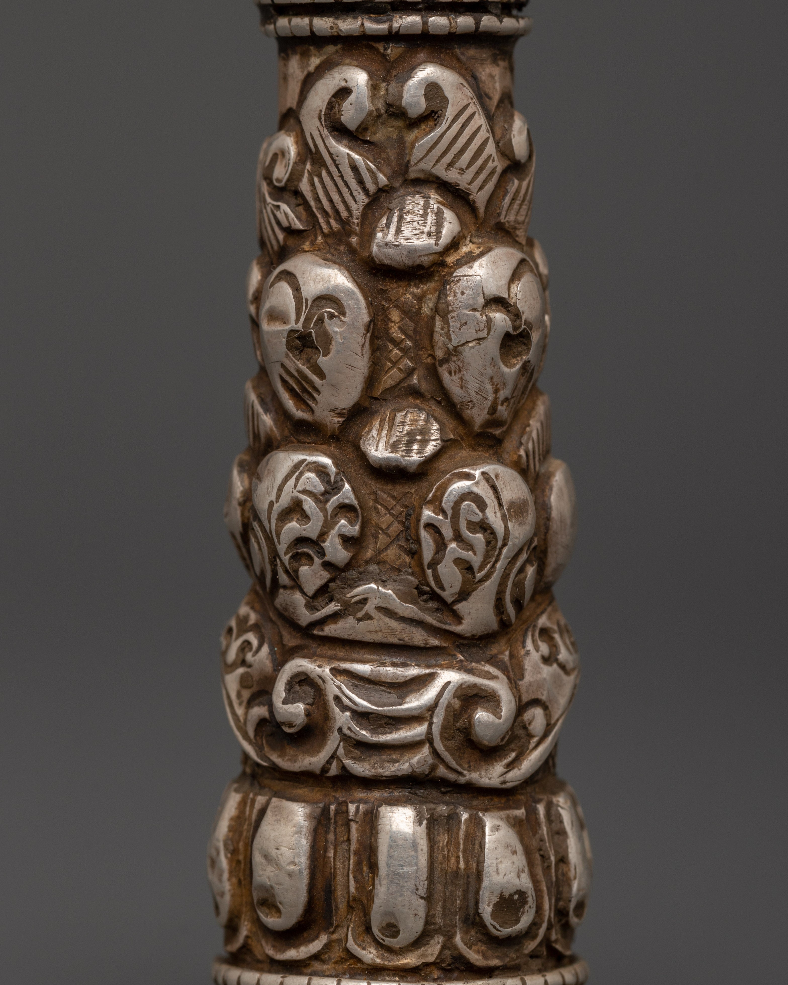Tibetan Silver Seal Stamp | Buddhist Symbolic Tool for Altar