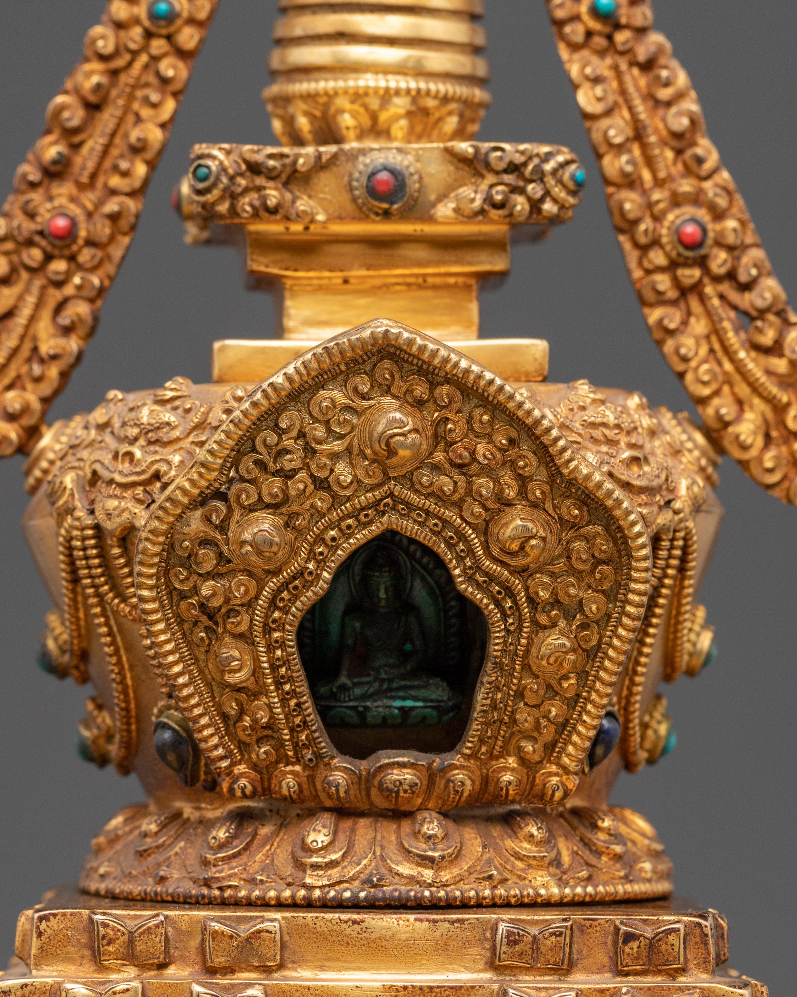 Gold Plated Stupa for Ritual Ceremonies | Path to Enlightenment