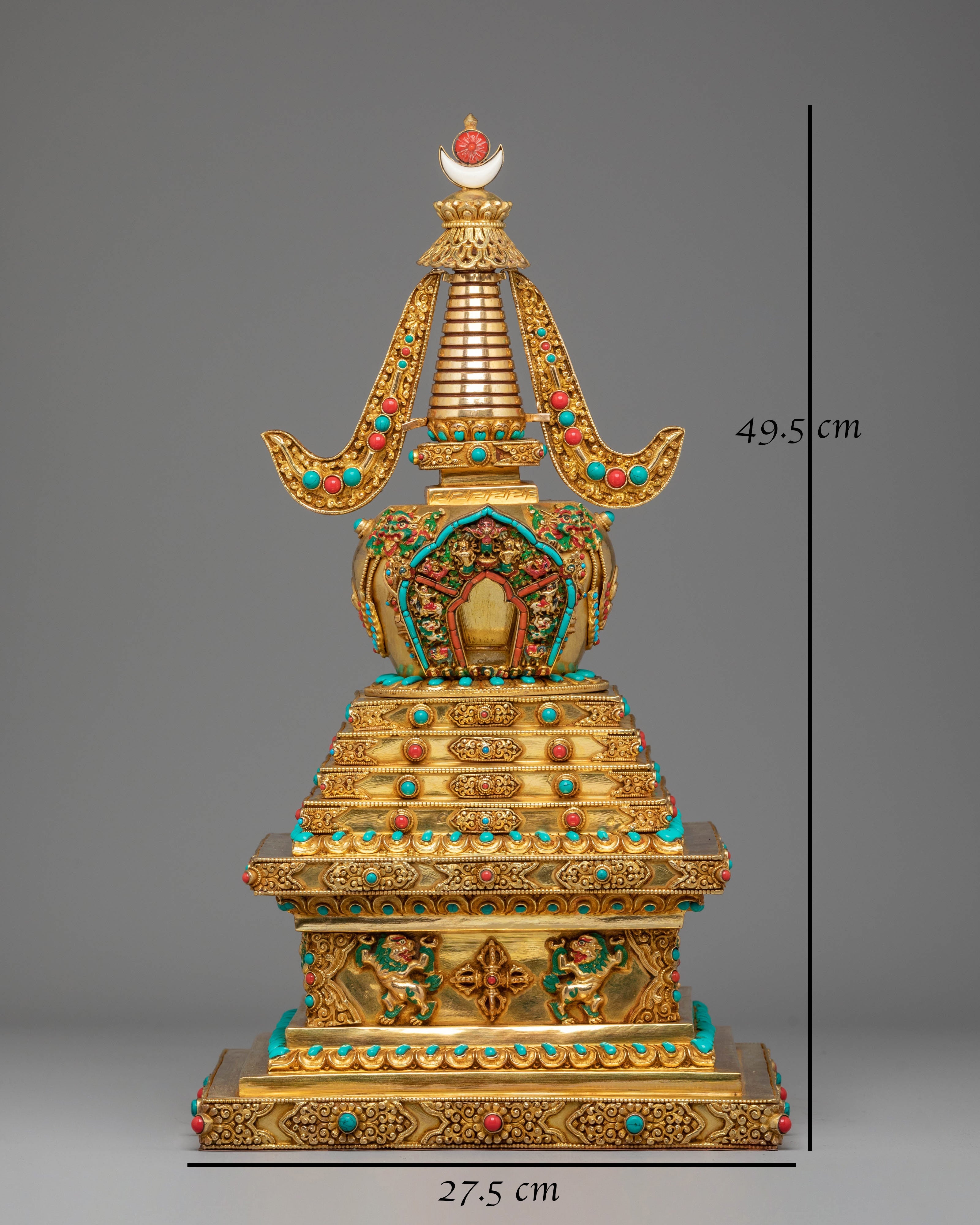Traditional Tibetan Golden Stupa | Buddhist Stupa for Ceremonies