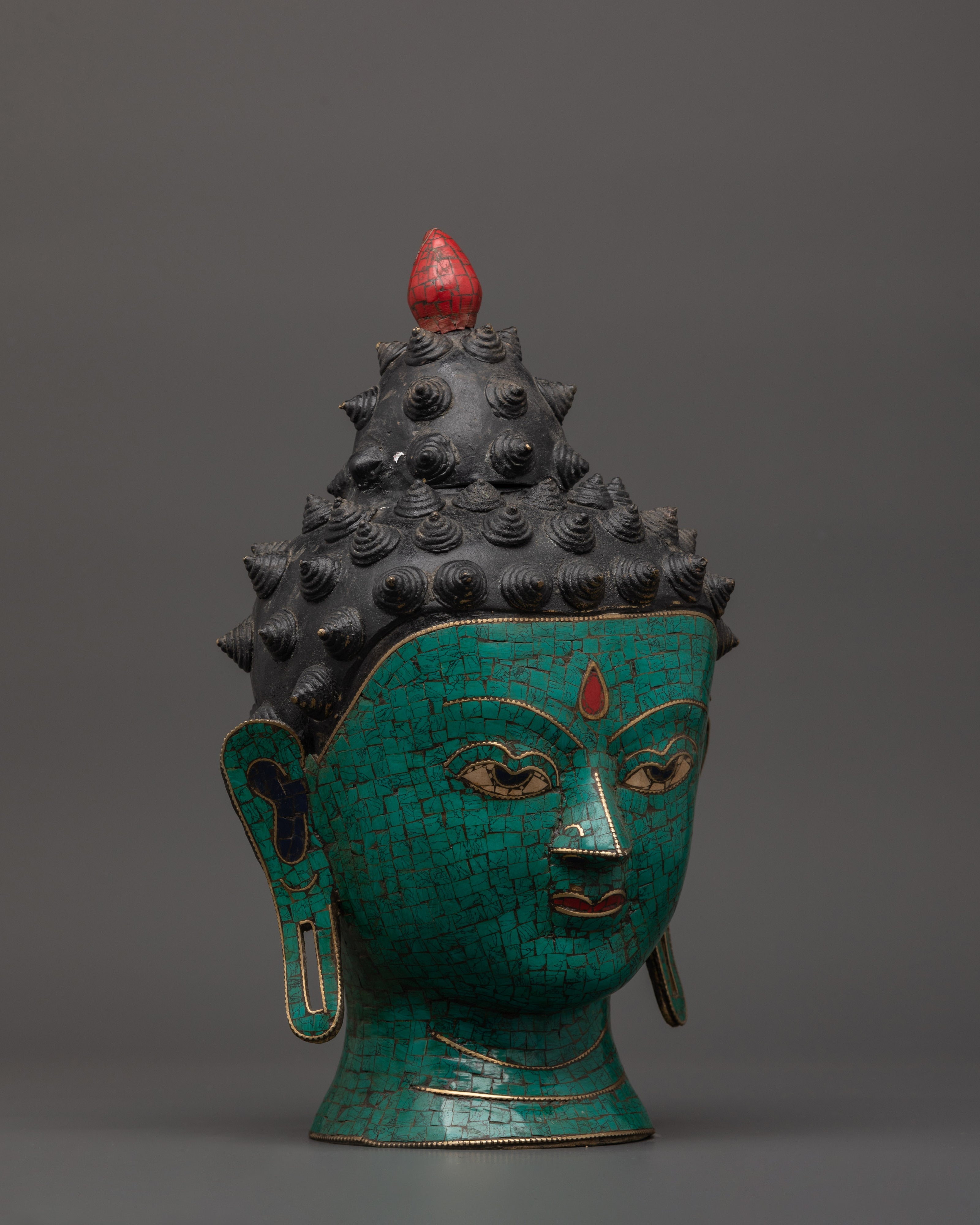 Hand-Crafted Buddha Head Brass statue | Buddhist Altar Art