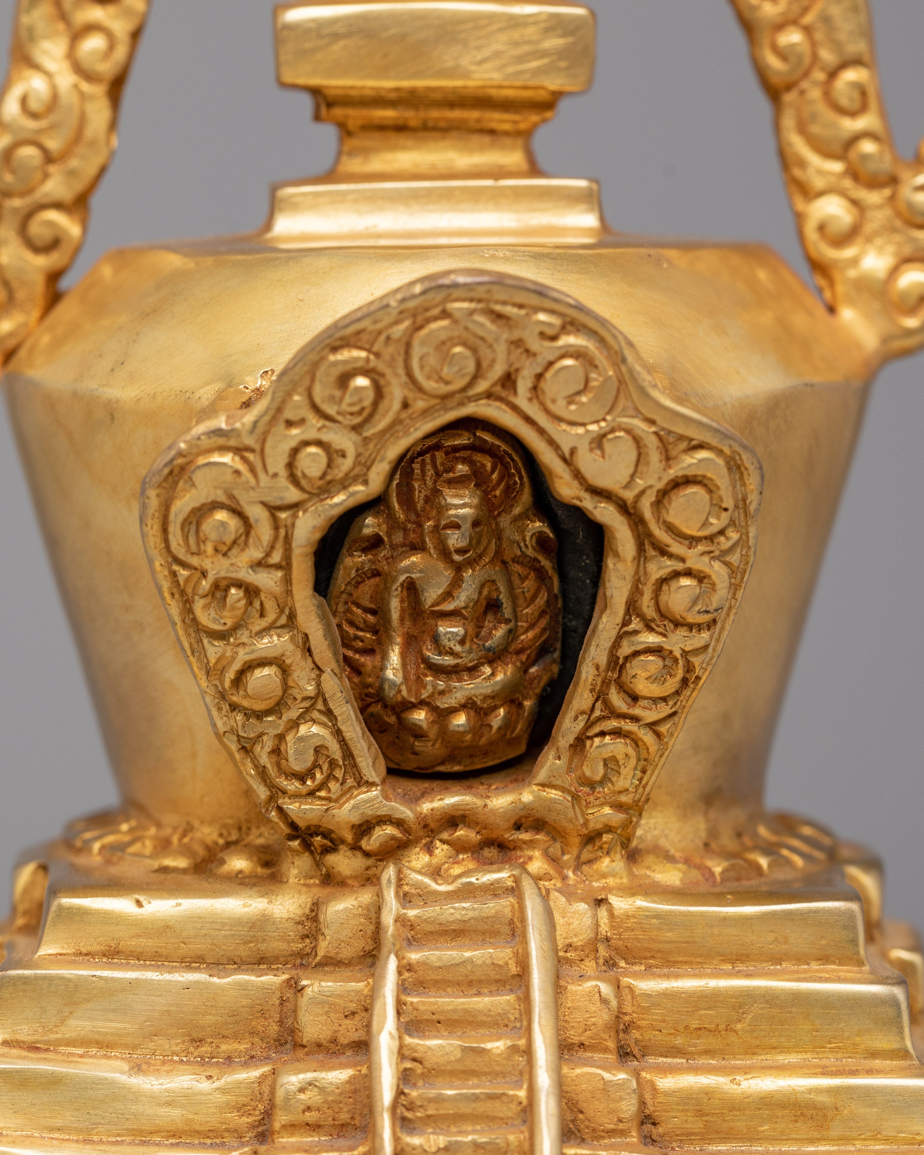 Handcrafted Stupa of Wisdom and Compassion | Tibetan Spiritual Shrine