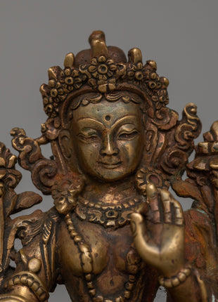 Handcarved Goddess Green Tara Figure | The Mother of Liberation