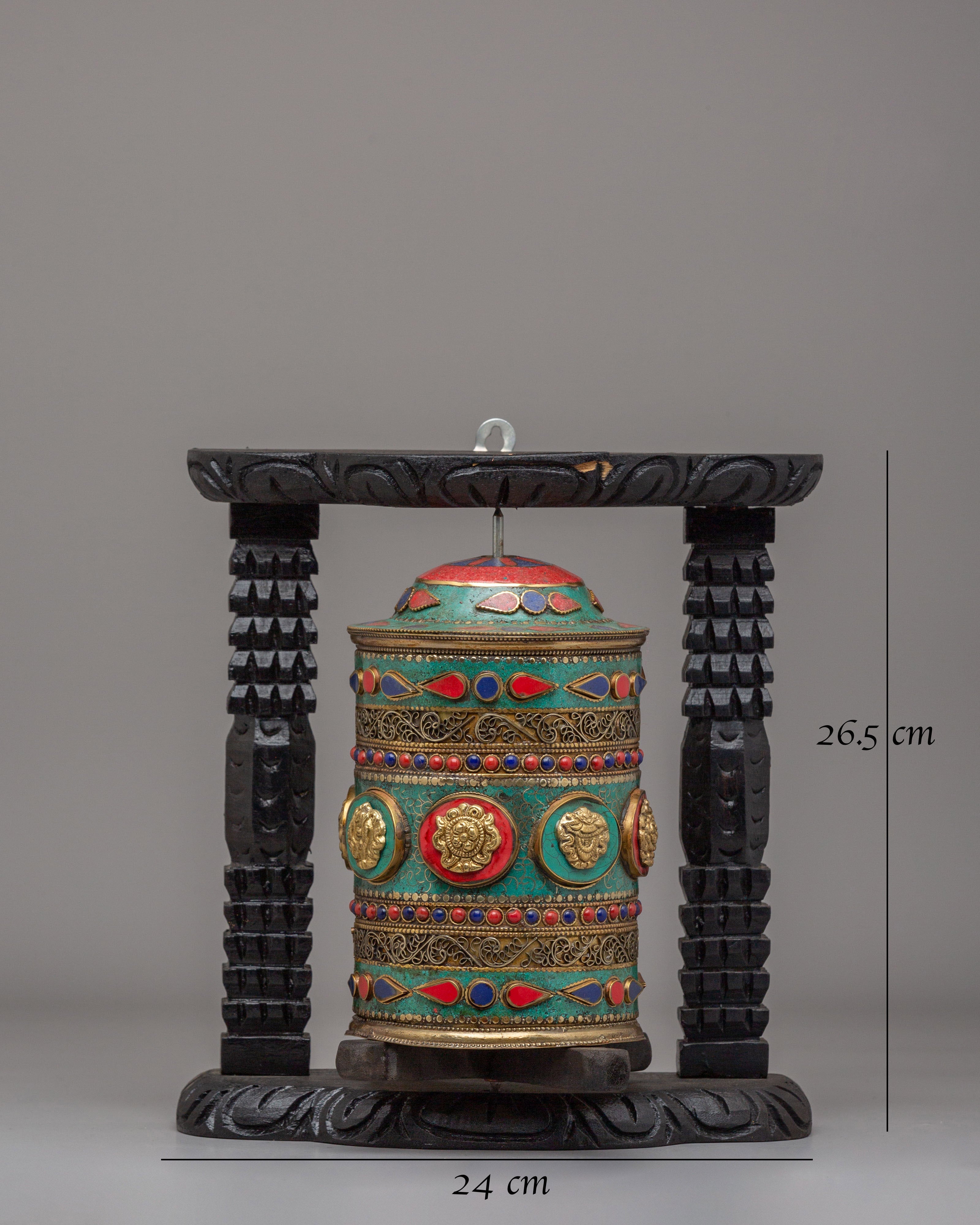 Handmade Tibetan Meditation Prayer Wheel | Spiritual Altar Decor