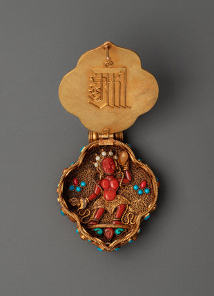 Gold plated Tibetan Ghau Box Locket | Sacred Buddhist Amulet