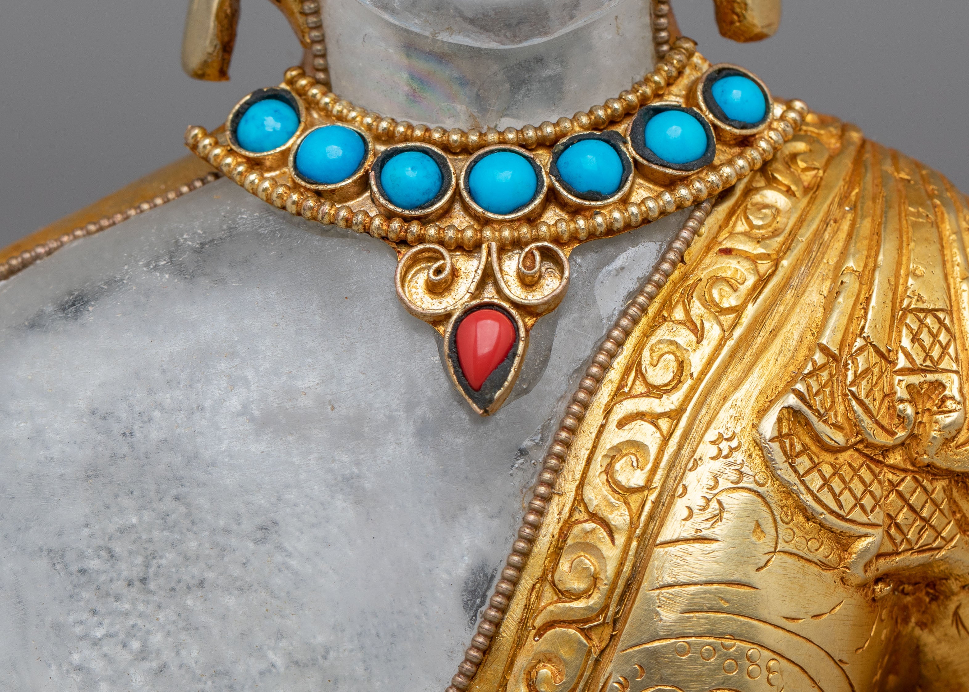 Tibetan Buddhist Shakyamuni Buddha Statue | Handcrafted Copper Crystal Artwork