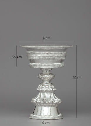Butter Lamp Buddhist Ritual Set | Silver Carved Religious Item