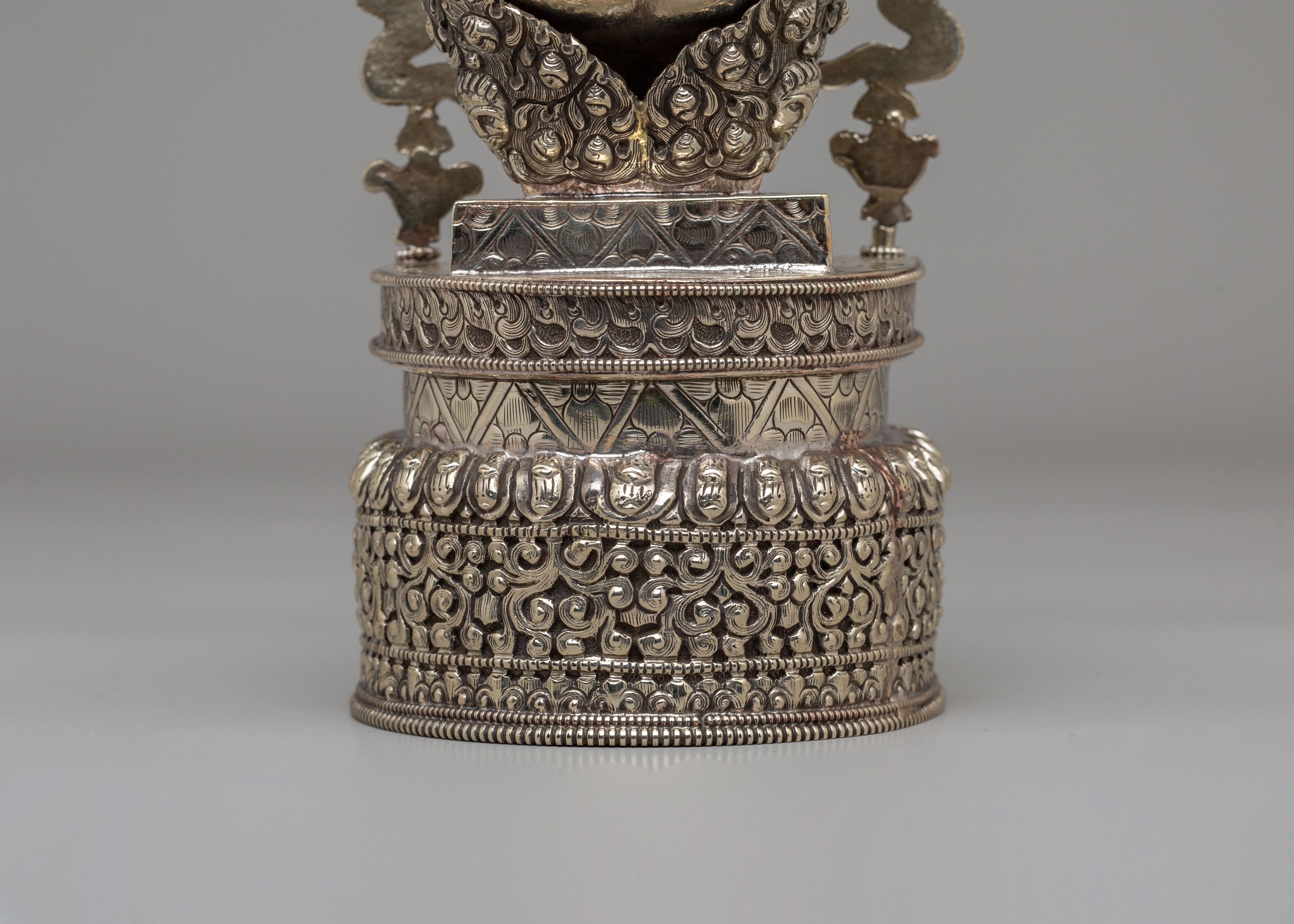 Spiritual Kapala Ritual Tool | White Metal Tibetan Skull Cup