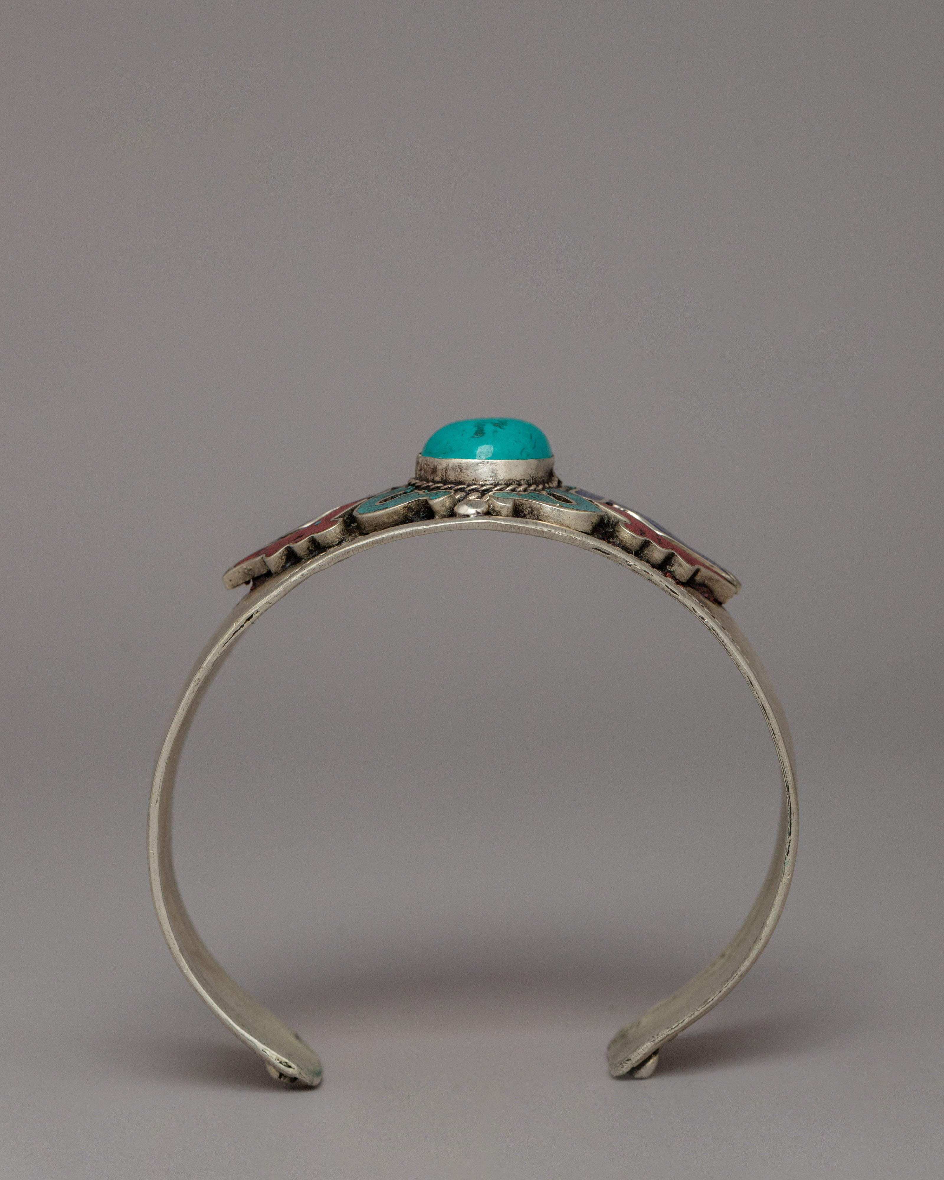 Turquoise Engraved Bracelet | Wearable Spiritual Art for Mindfulness