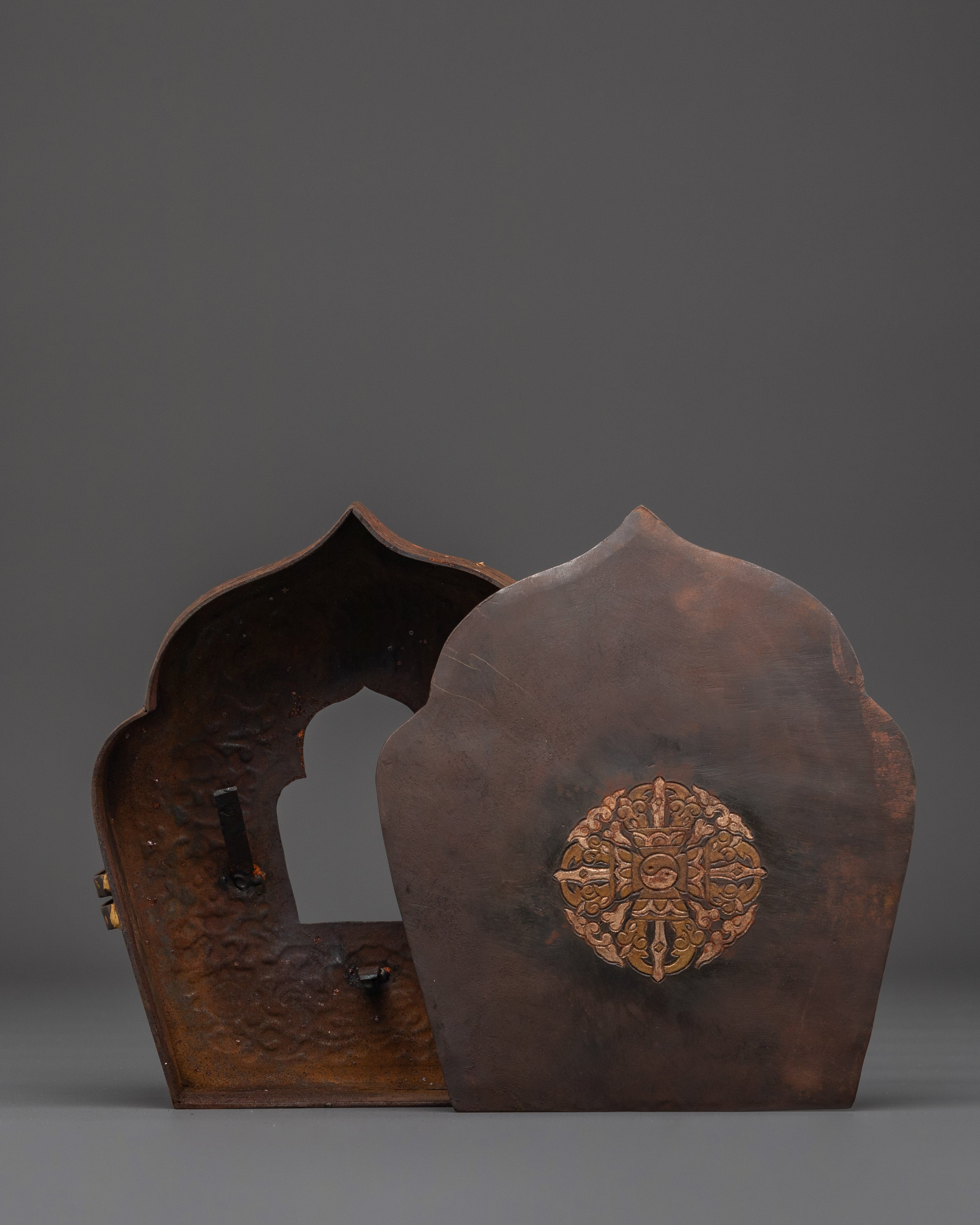 Tibetan Brass Ghau Box | Handcrafted Prayer Box