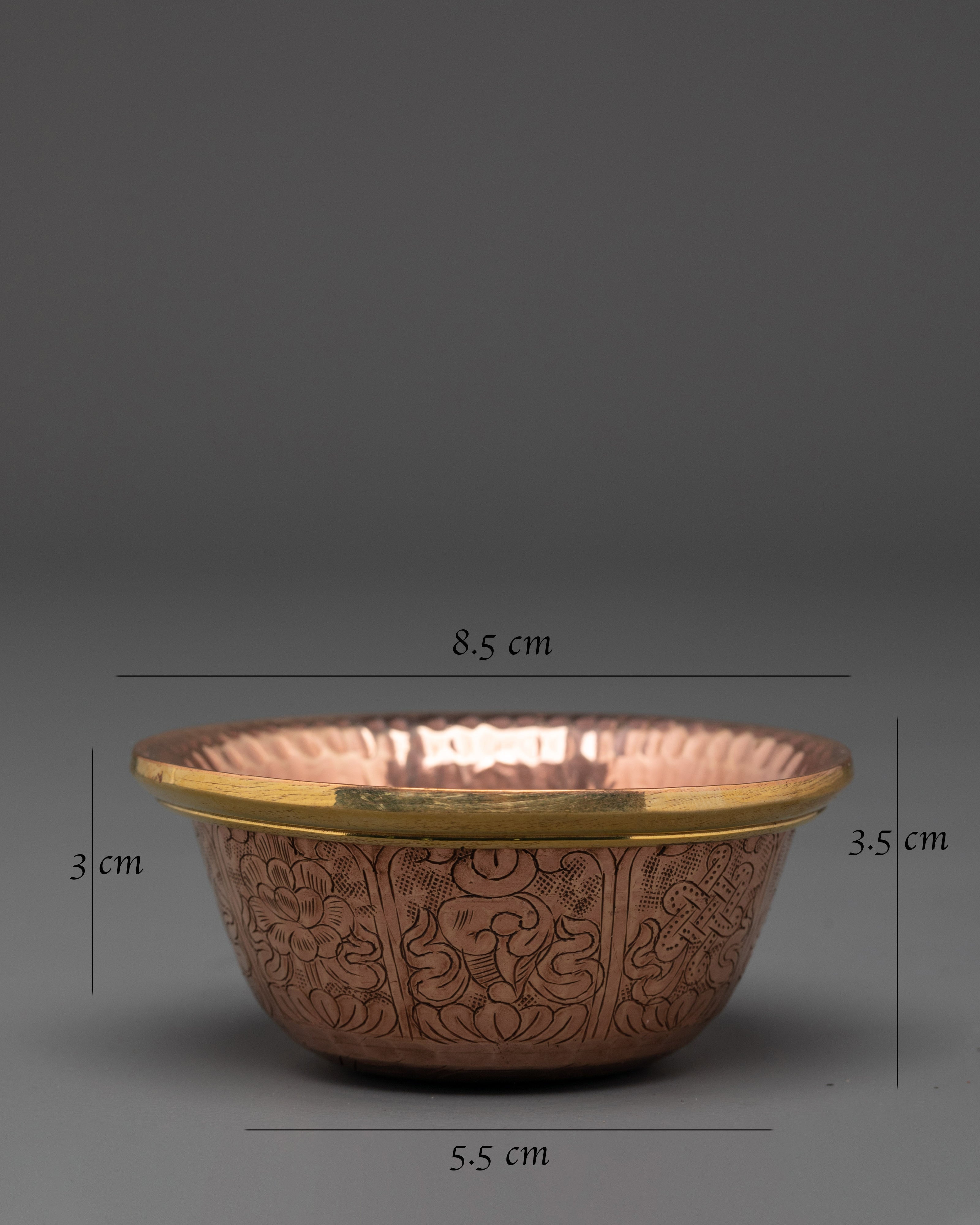 Buddhist Ritual Offering Bowl Set | Handcrafted Copper Bowls with Brass Lining
