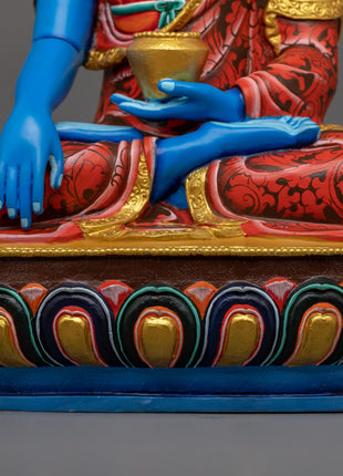 Handcrafted Blue Shakyamuni Buddha | Sacred Tibetan Buddha Sculpture