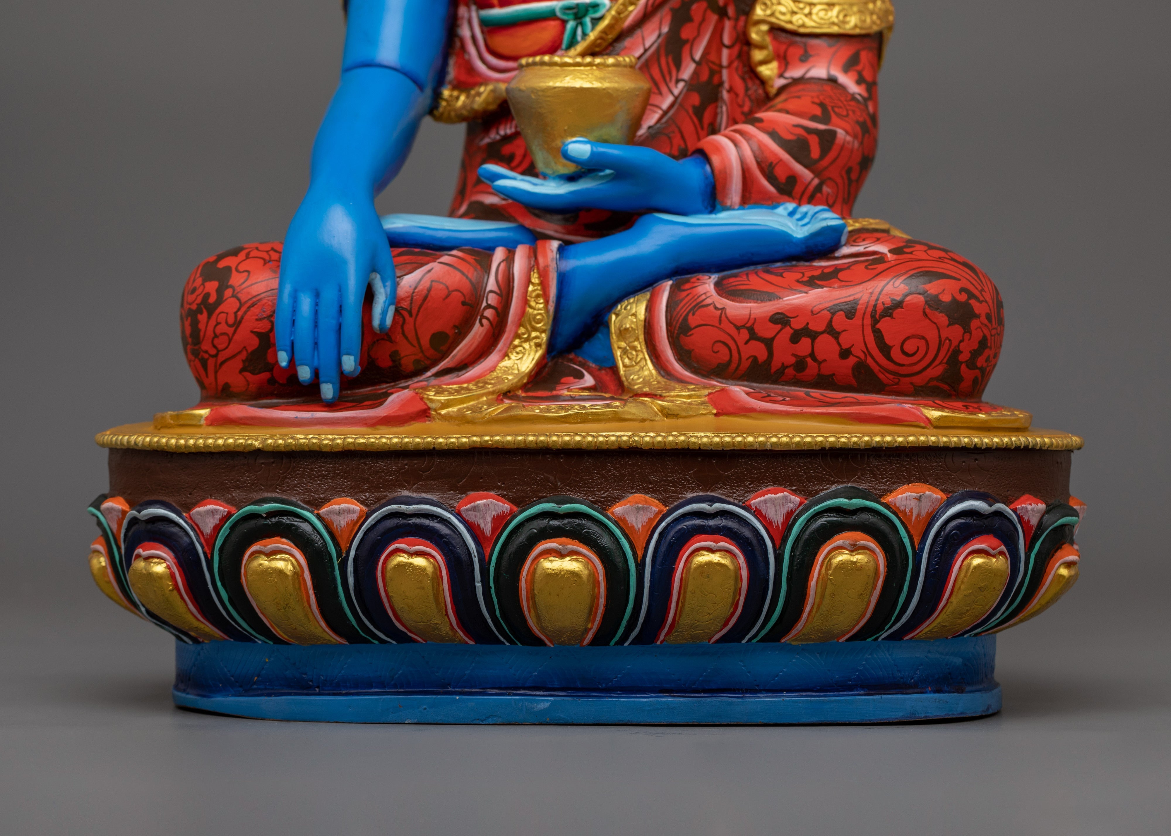 Handcrafted Blue Shakyamuni Buddha | Sacred Tibetan Buddha Sculpture