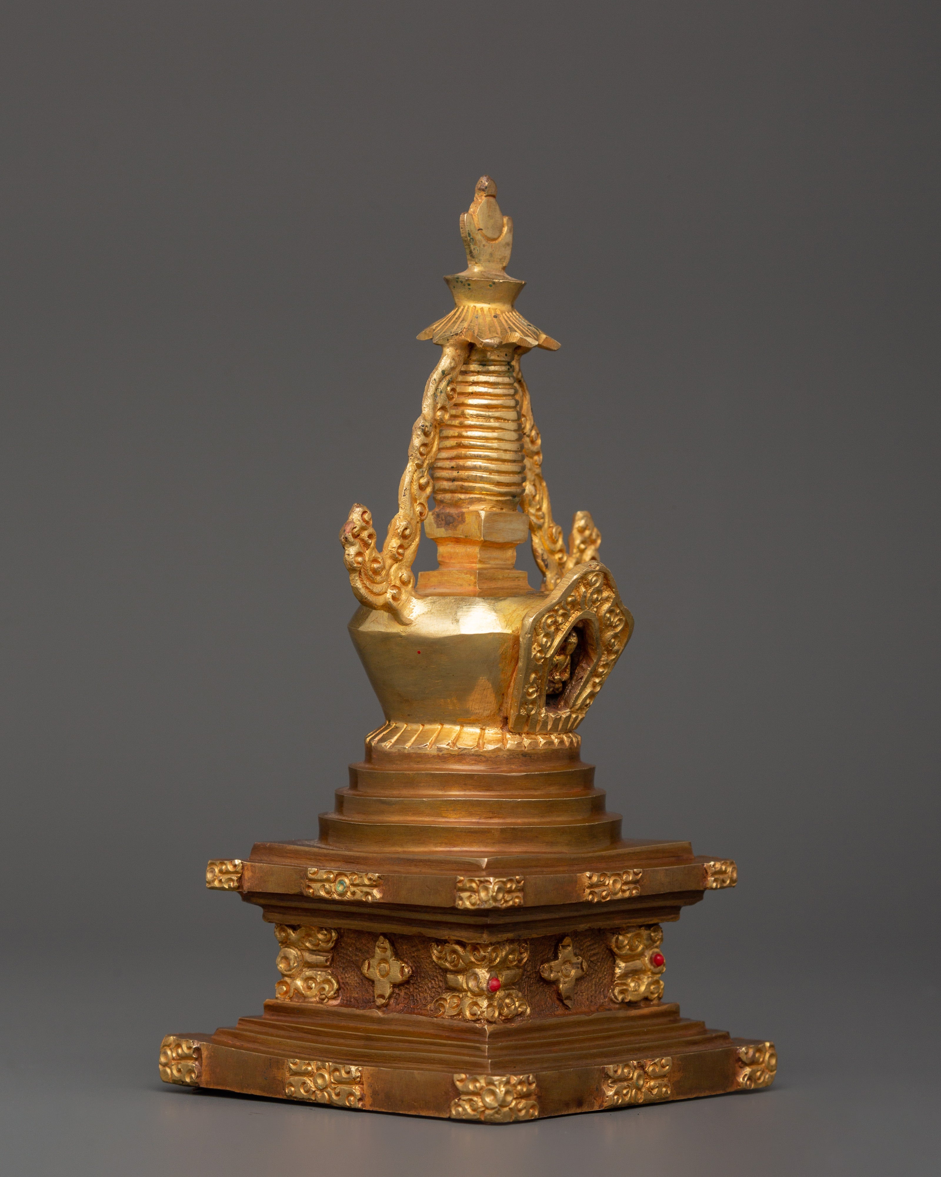 Sacred Tibetan Stupa Statue | Tibetan Buddhist Shrine Artifact