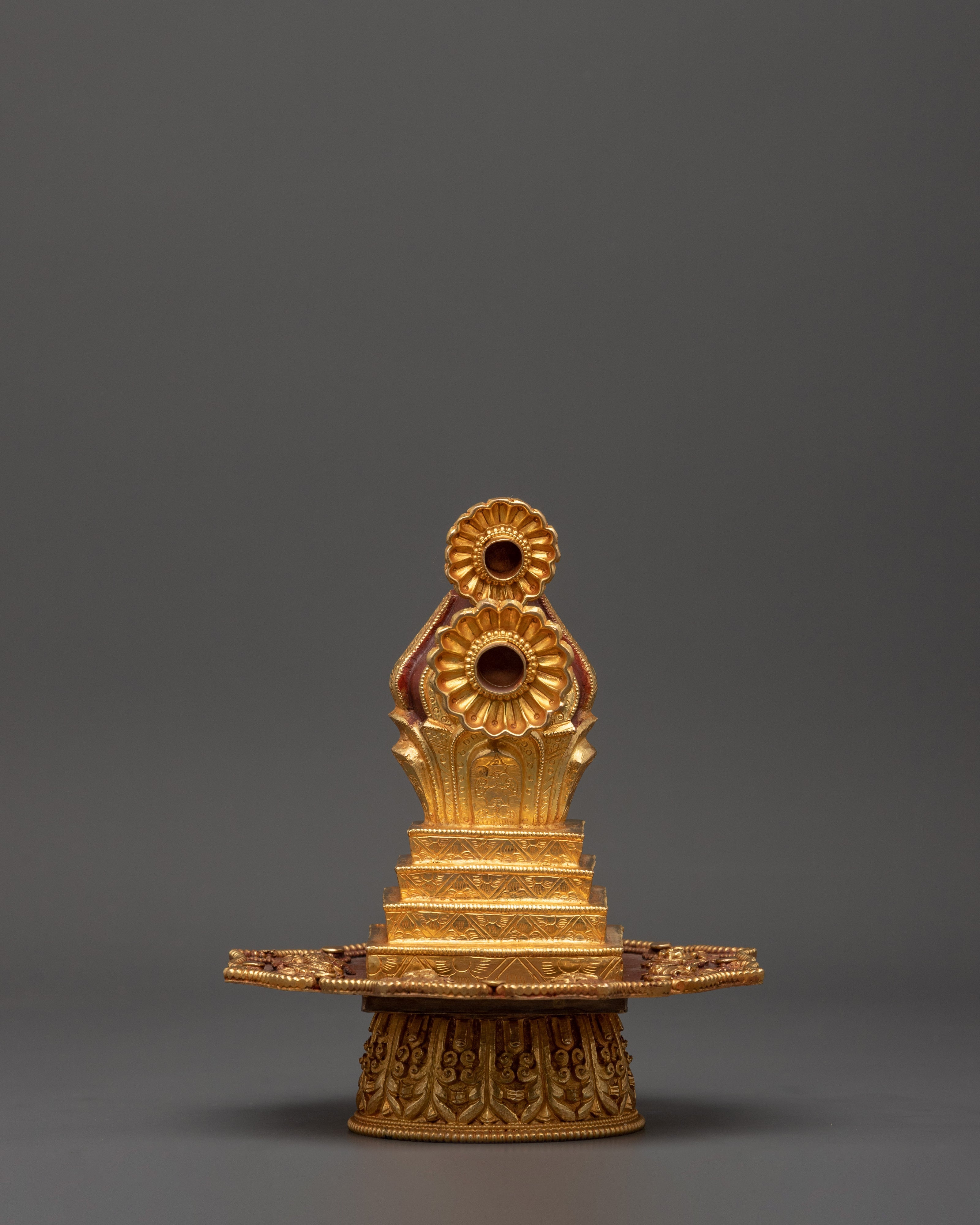 Gold-Plated Copper Torma | Tibetan Buddhist Ritual Offering