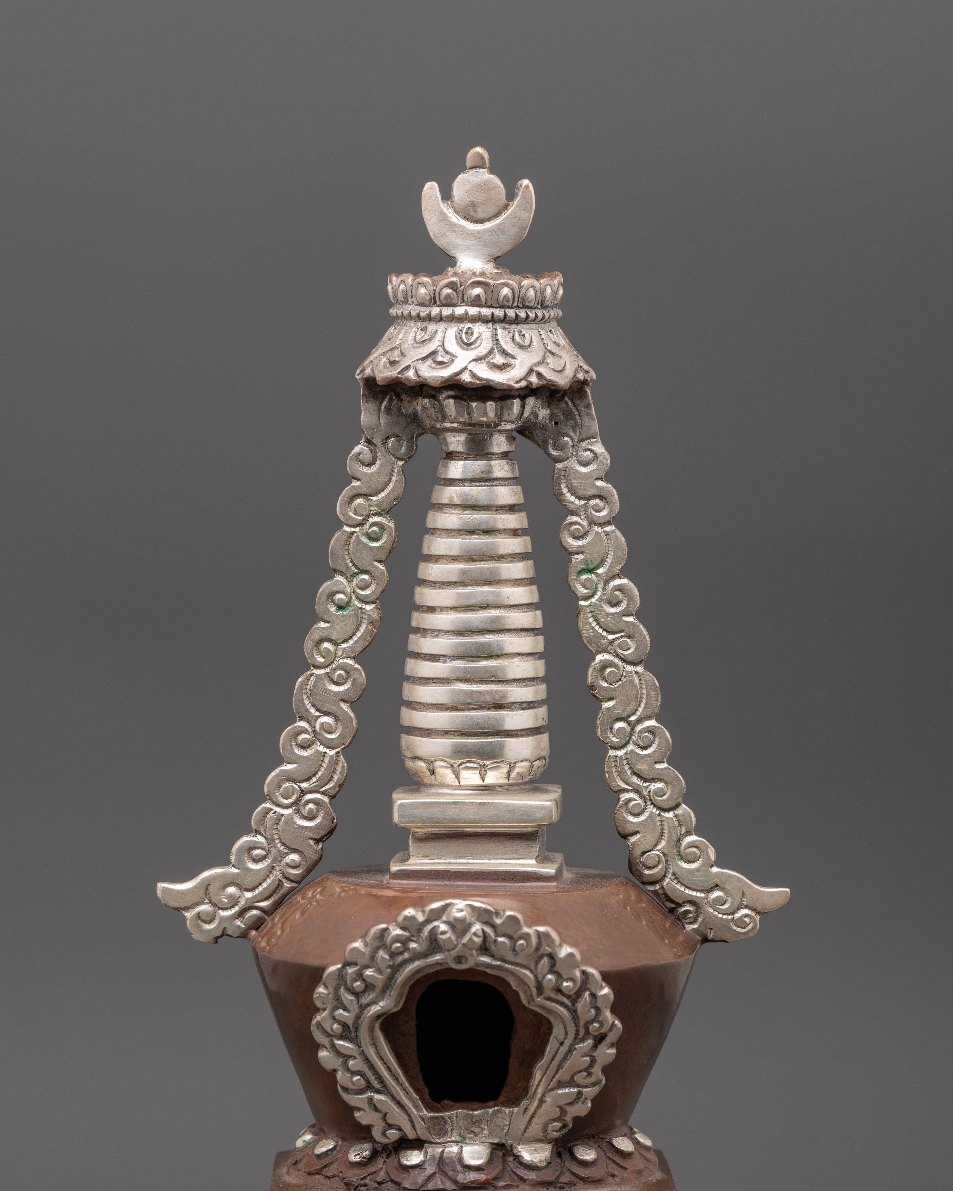 Oxidized Copper Tibetan Buddhist Stupa | Symbol of Mindfulness