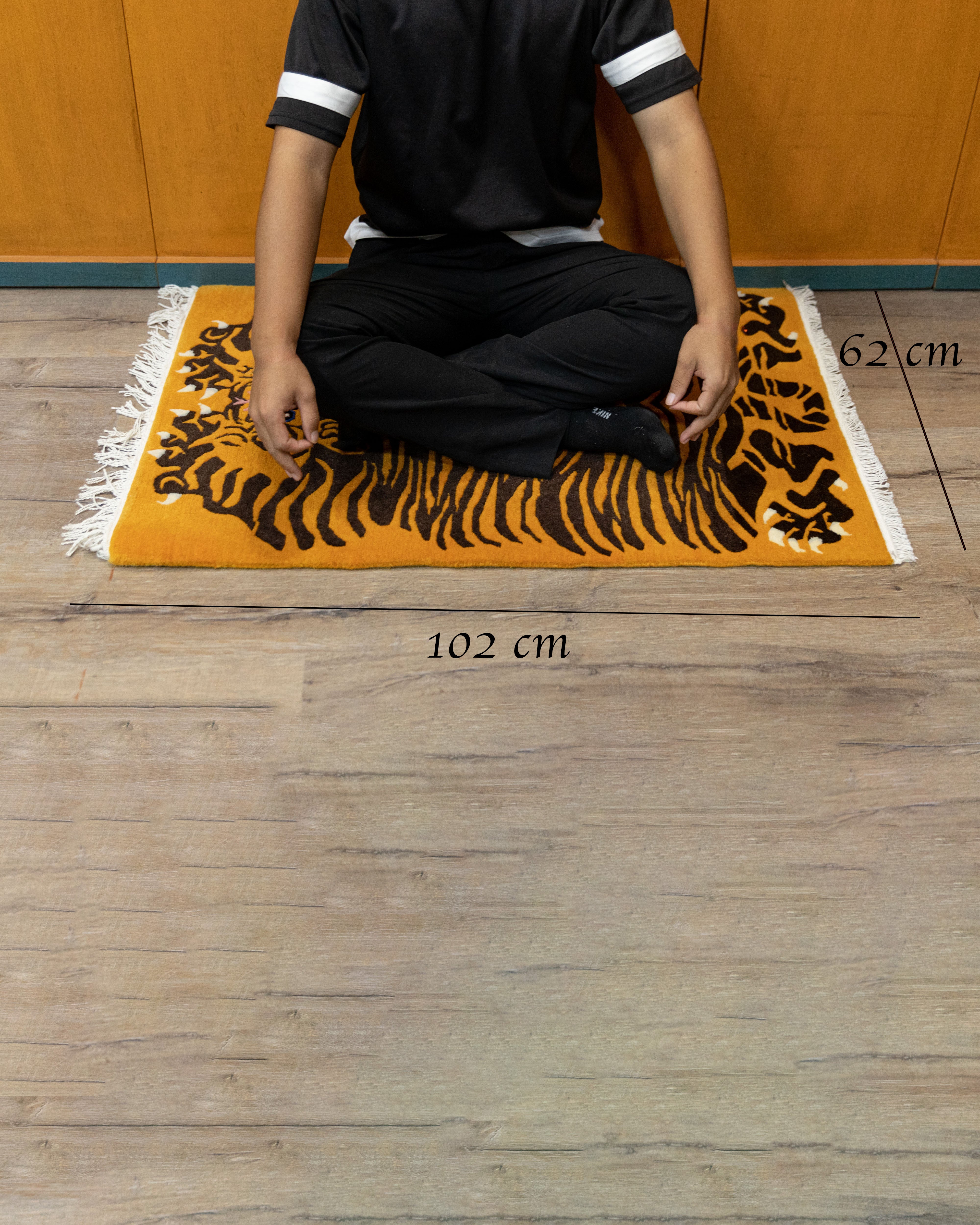Tibetan Traditional Tiger Print Rug | Handcrafted Wool Rug with 100 Knot Detail