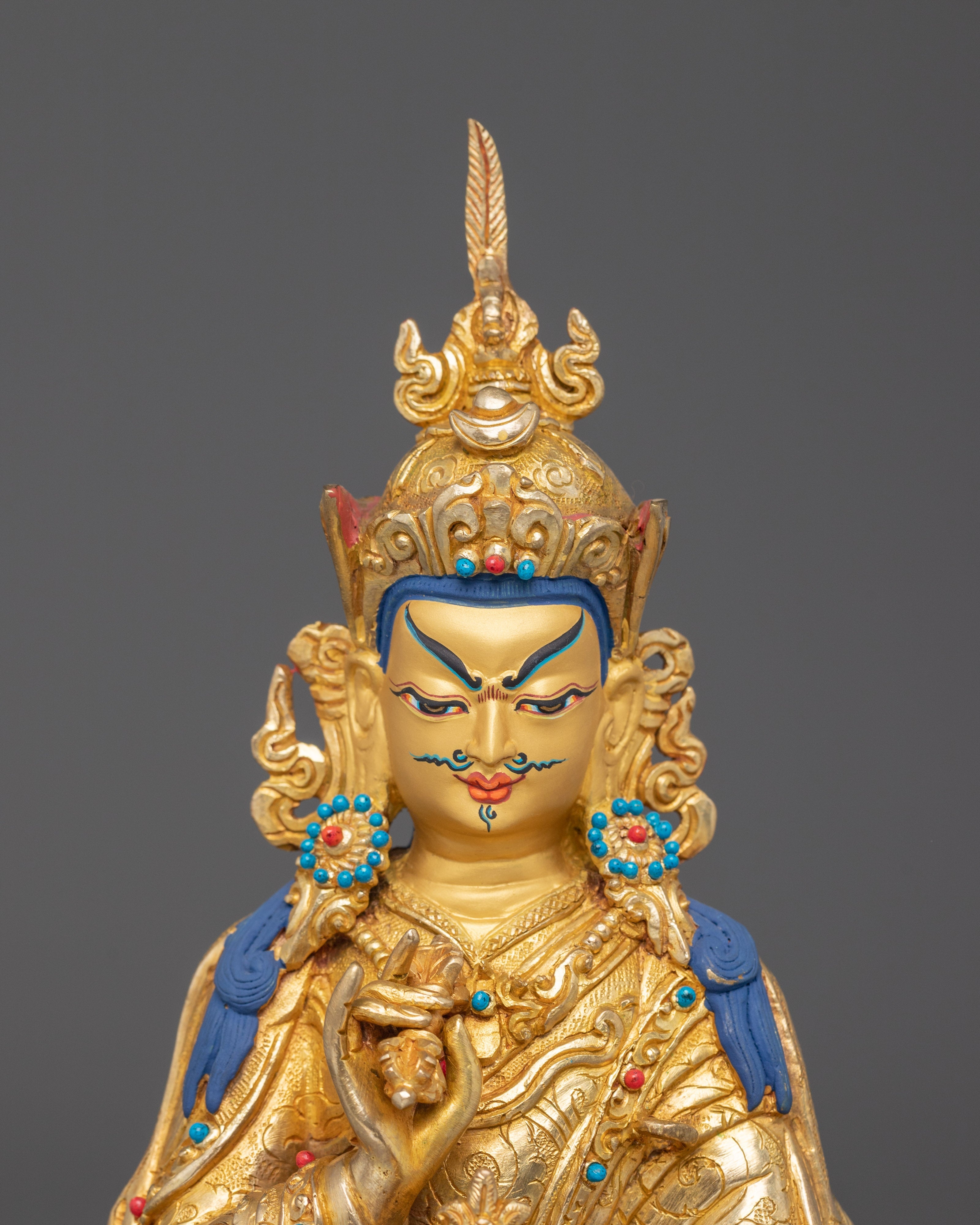 Sacred Statue of Guru Tsyoke Dorje | Gold Plated Tibetan Buddhist Copper Figure