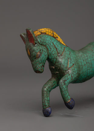 Turquoise Decorative Horse Statue | Handcrafted Decor Symbolizing Strength