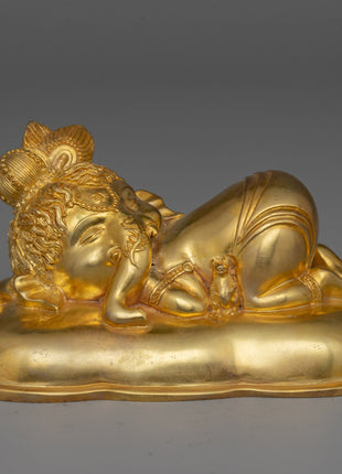 Elegant Gold-Plated Ganesha Statue | Sleeping Ganesh Sculpture