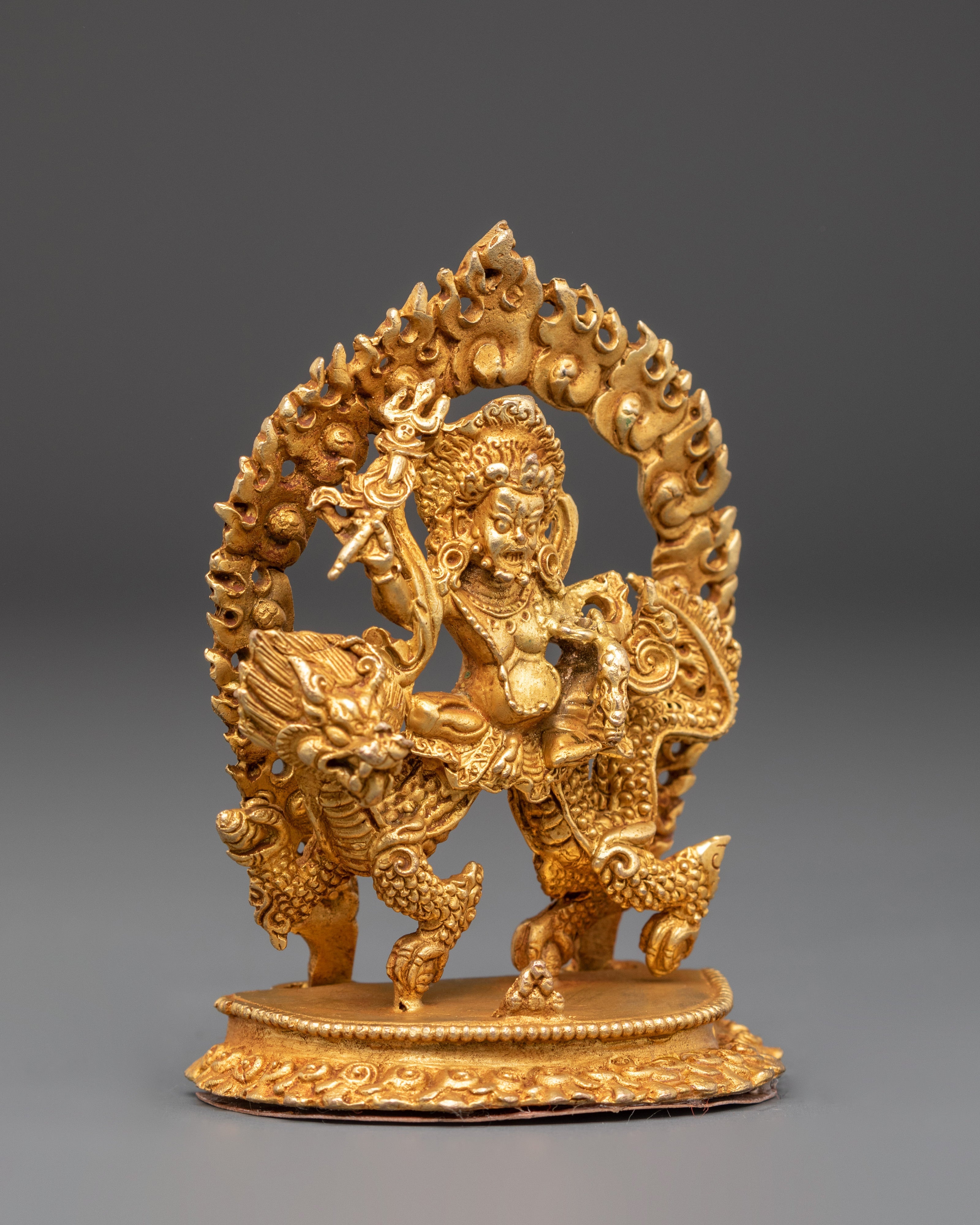 Sacred Abundance Icon White Dzambhala Statue | Gold Plated Copper Art