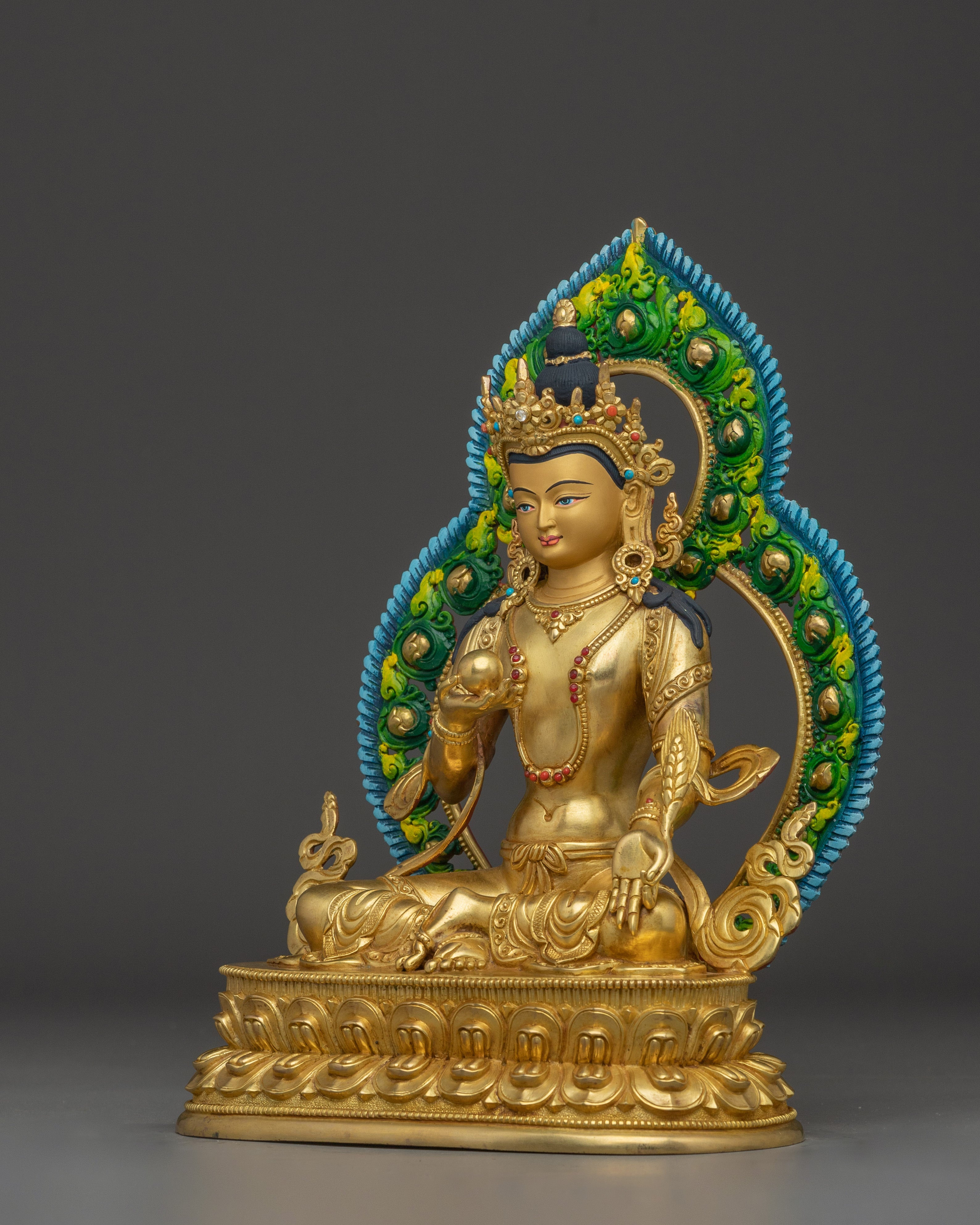 24K Gold Gilded Kshitigarbha Statue | Sacred Compassion and Protection in Copper