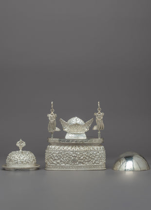 Tibetan Silver Ritual Kapala | Sacred Tibetan Buddhist Artifact for Rituals