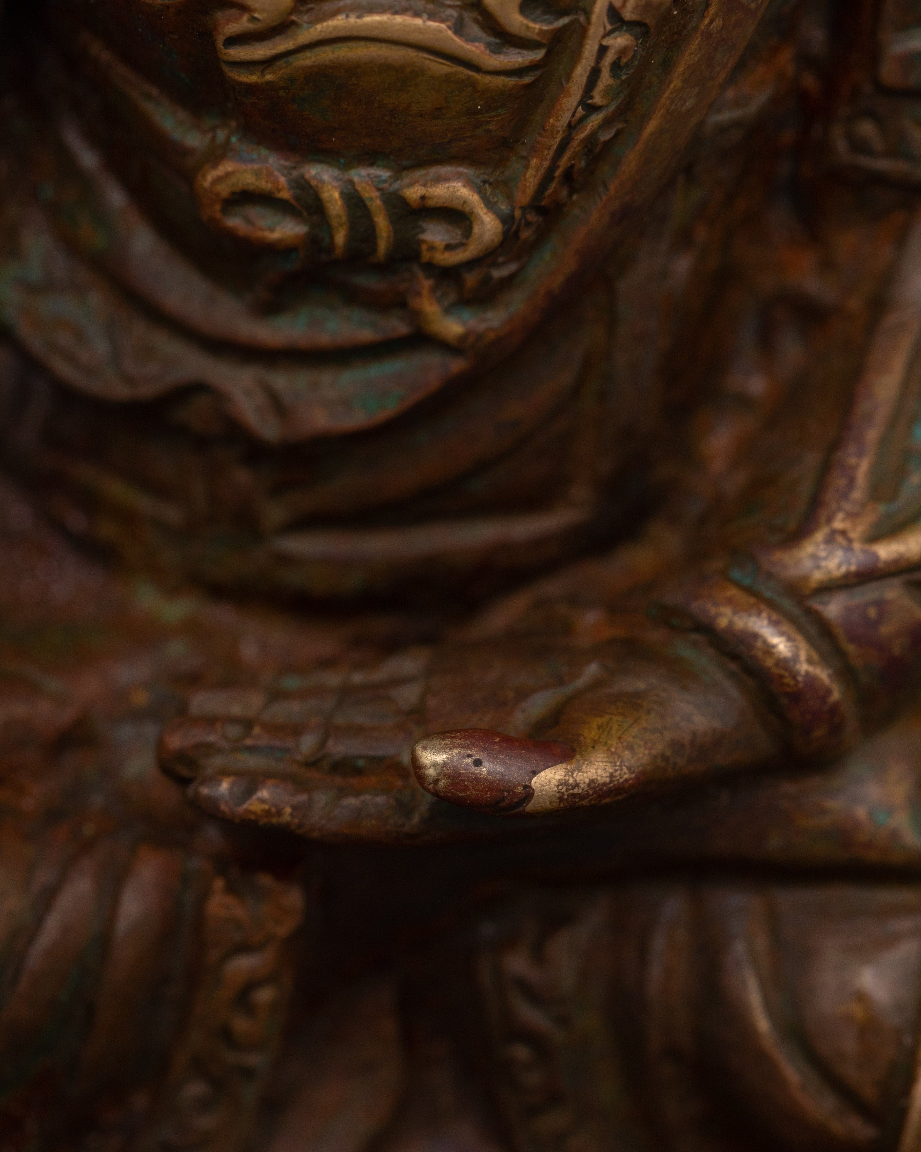 4.1 Inches Shakyamuni Buddha Statue | Oxidized Copper Shakyamuni Buddha