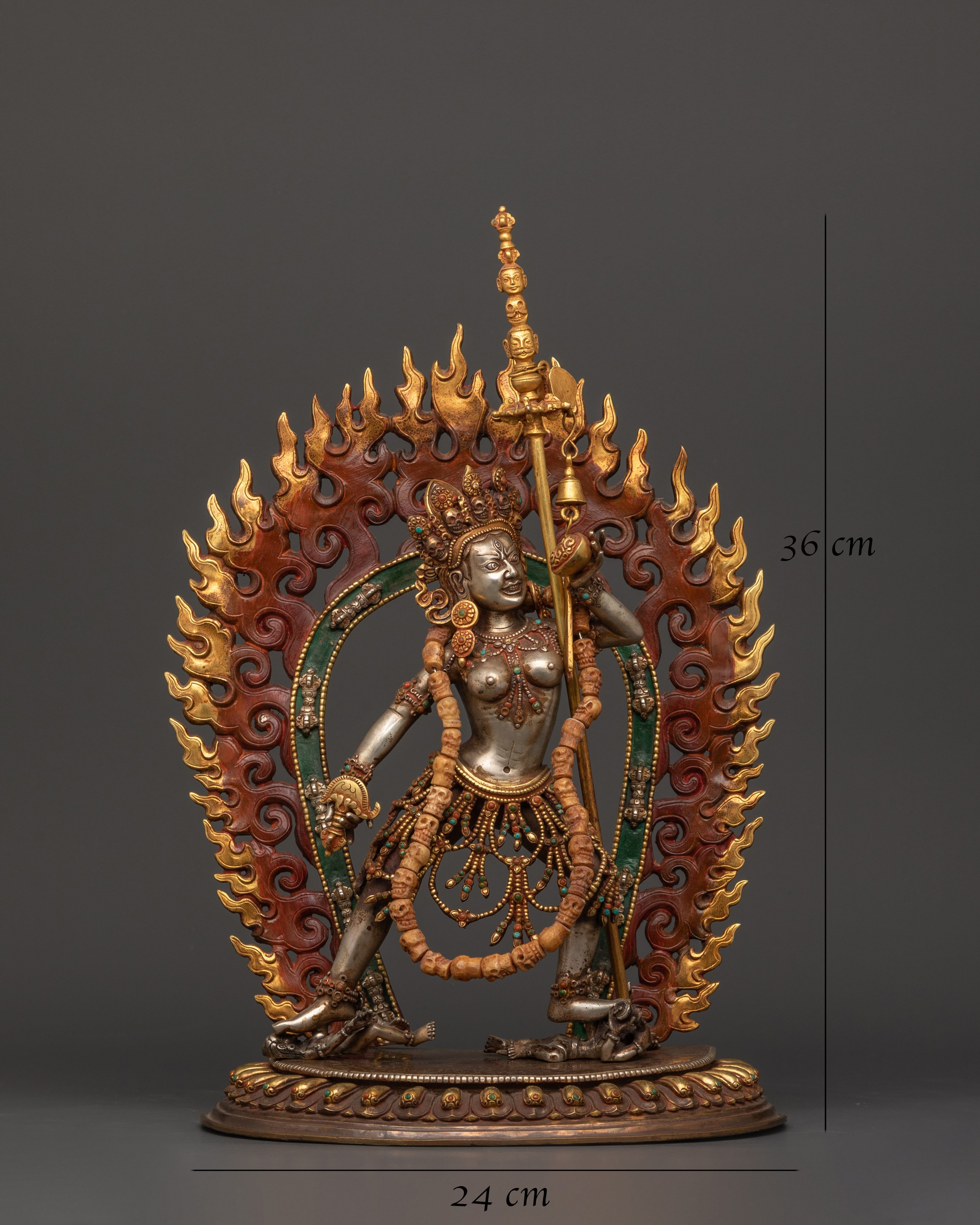 Sacred Buddhist Dakini Sculpture | Gold-Plated Vajrayogini Statue
