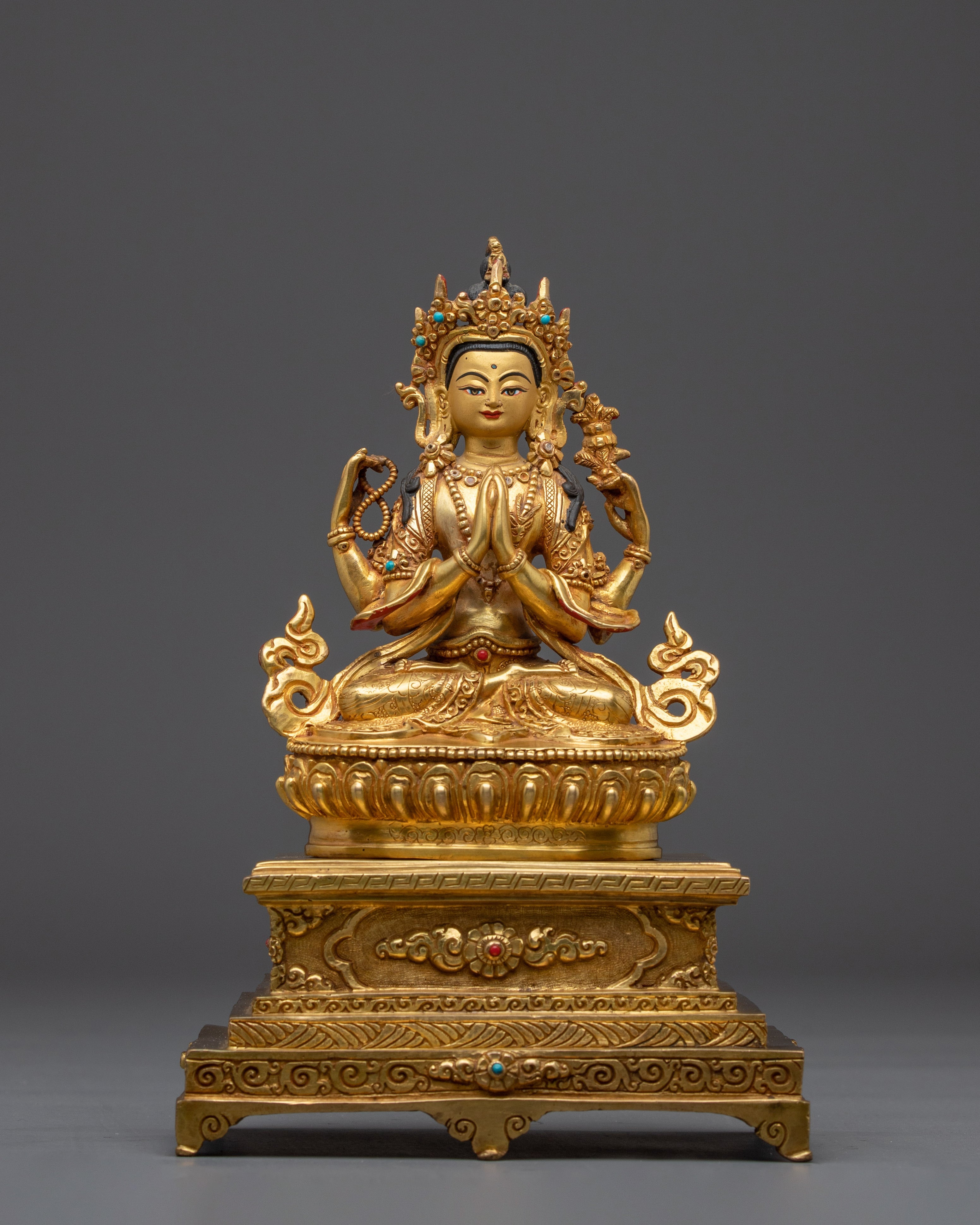 Chenrezig with Throne Statue | Bodhisattva of Compassion