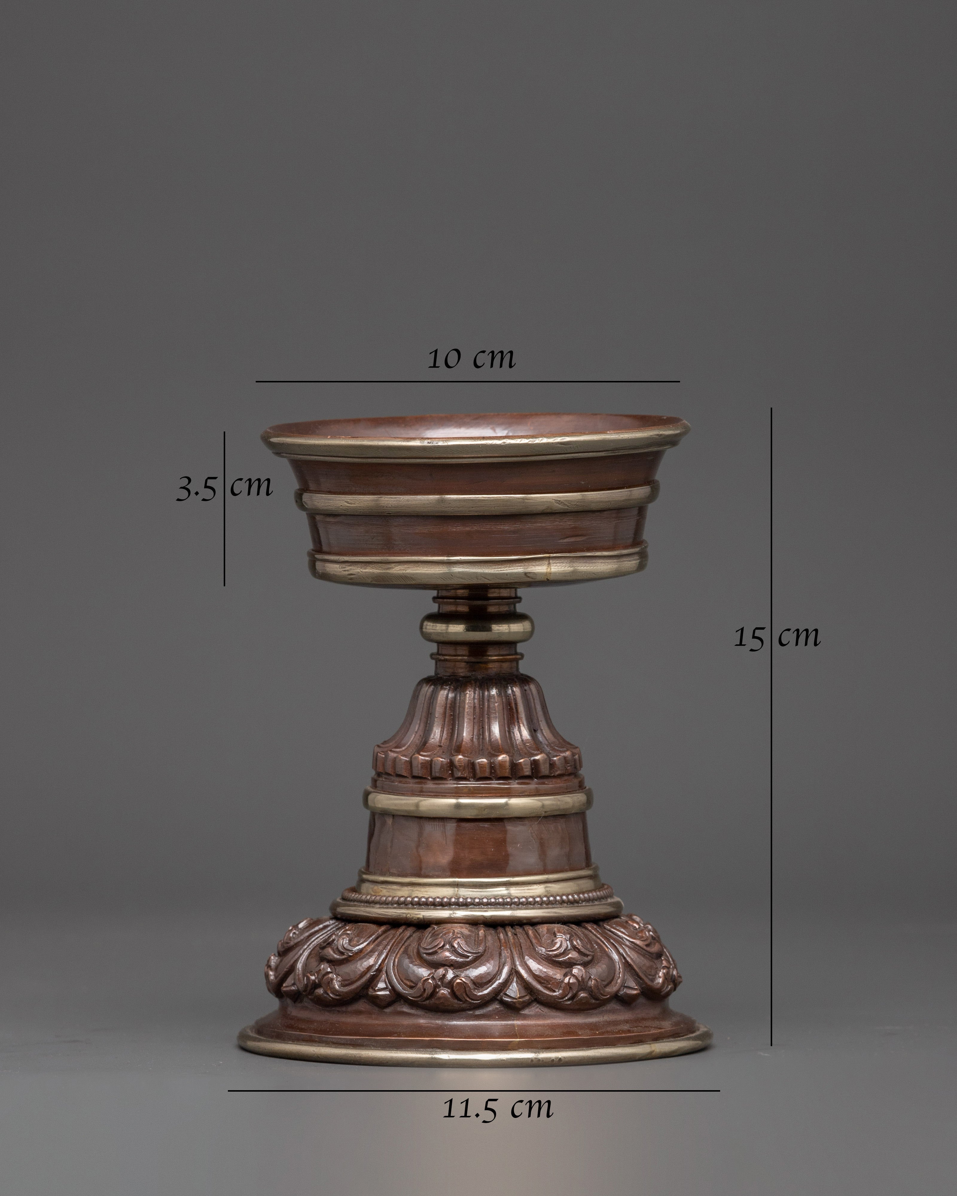 Oxidized Copper Butter Lamp Set | Tibetan Buddhist Ritual Light Offering Bowl