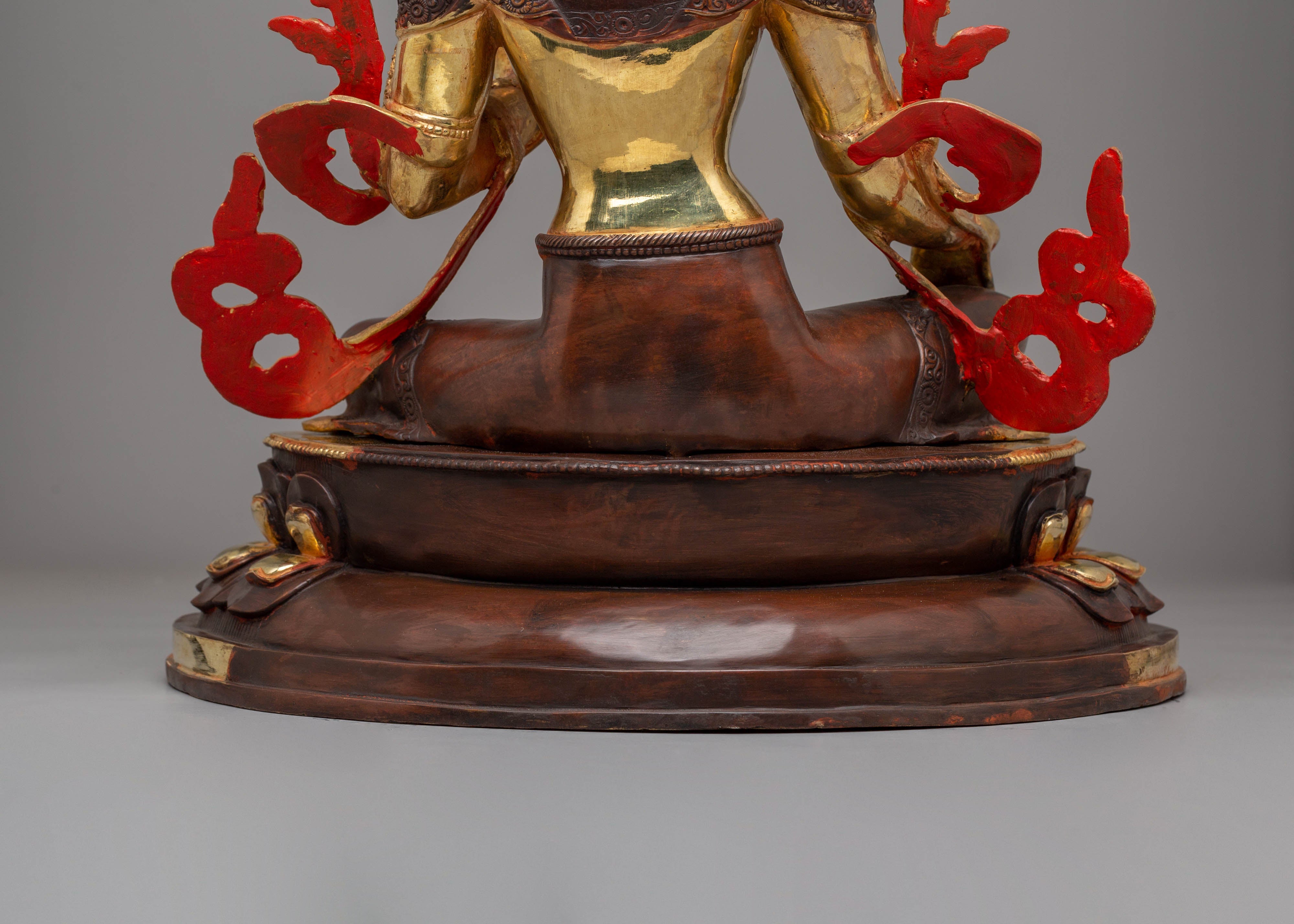 Handcrafted Copper Green Tara Statue | Spiritual Decor