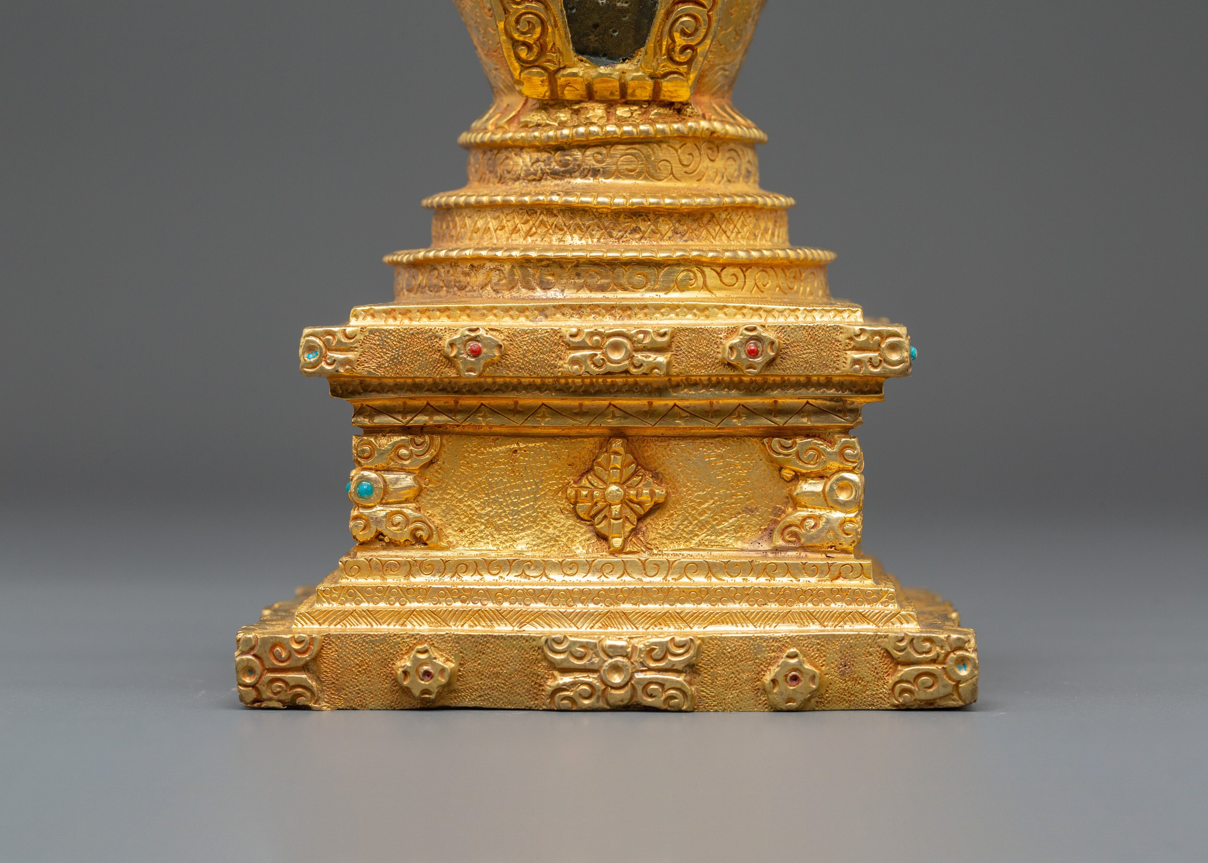 Handcrafted Gold Meditation Stupa | Tibetan Buddhist Altar Decor
