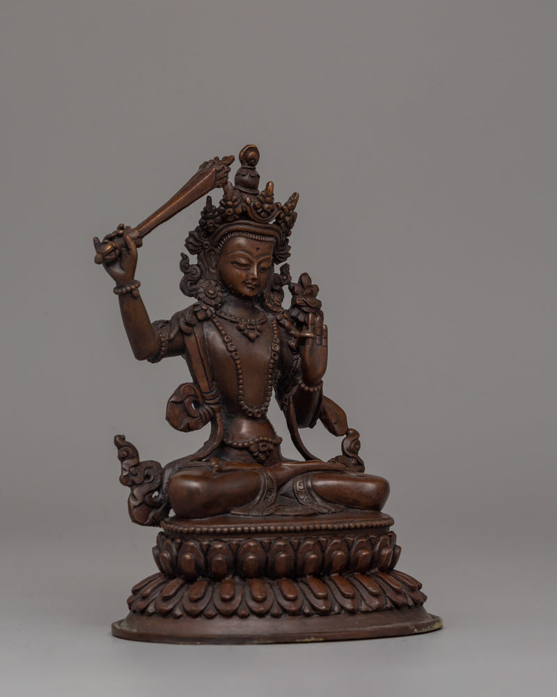 Oxidized Copper Manjushri Statue | Meditation and Spiritual Decor