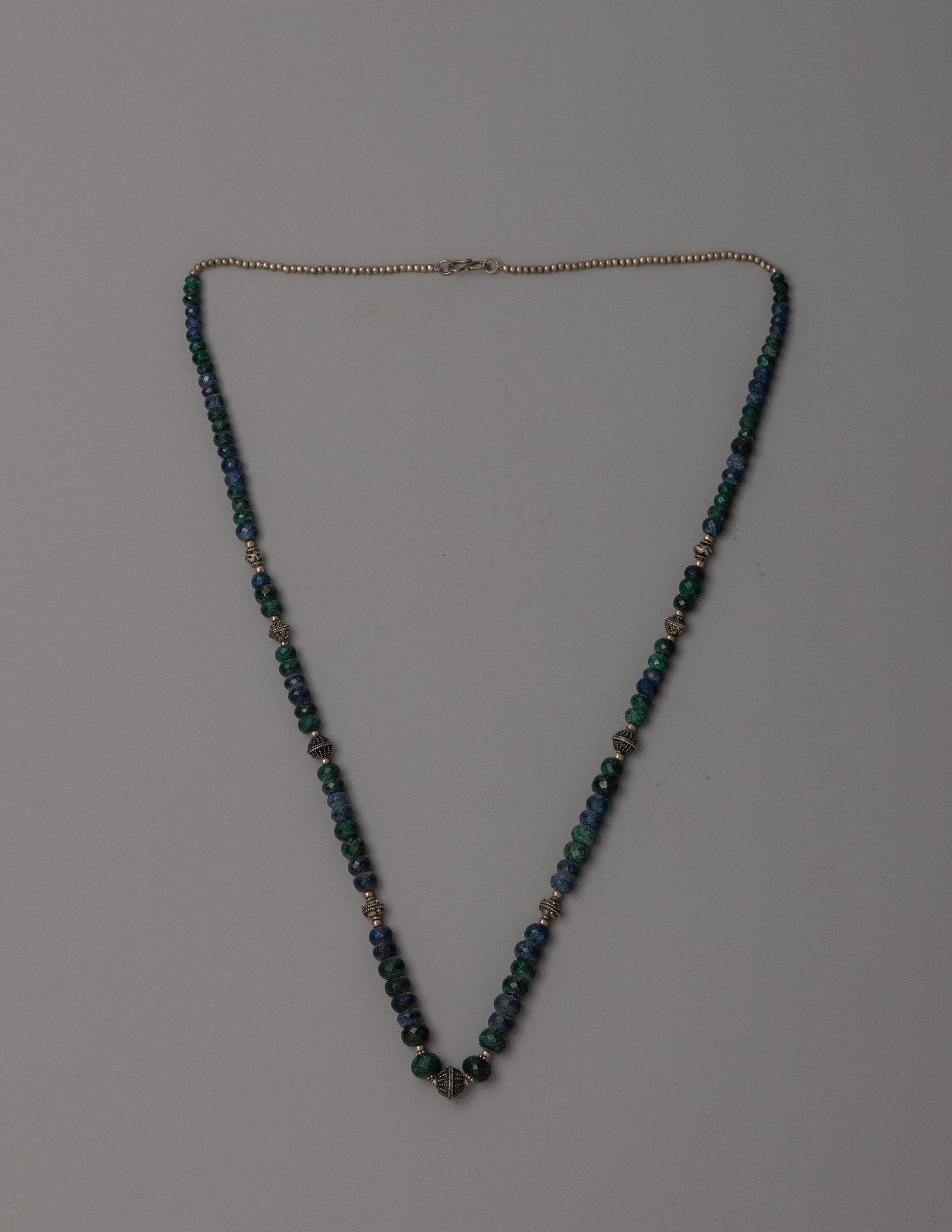 White Metal Necklace Featuring Gemstones | Beautiful Handcrafted Design