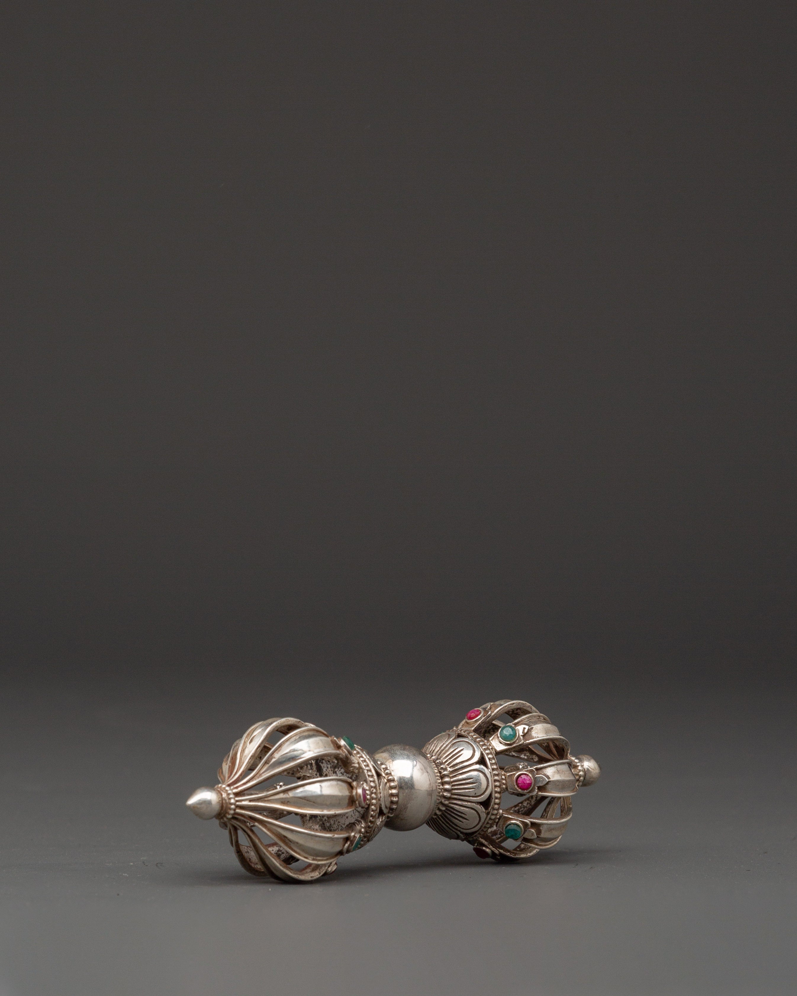 Wrathful Deity Engraved Bell and Vajra Set for Tibetan Rituals